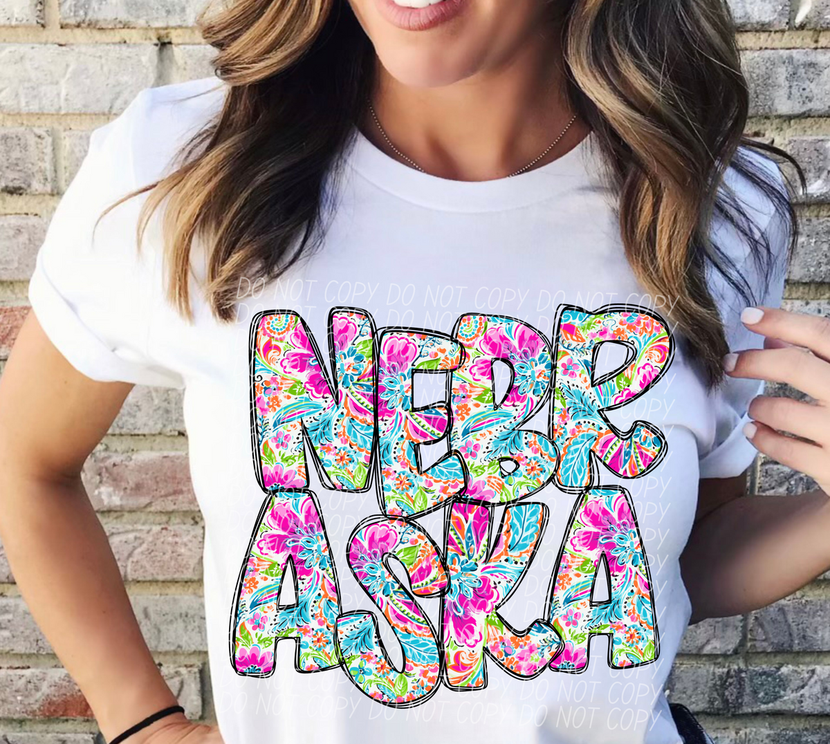 Nebraska floral STACKED CITY DTF transfer