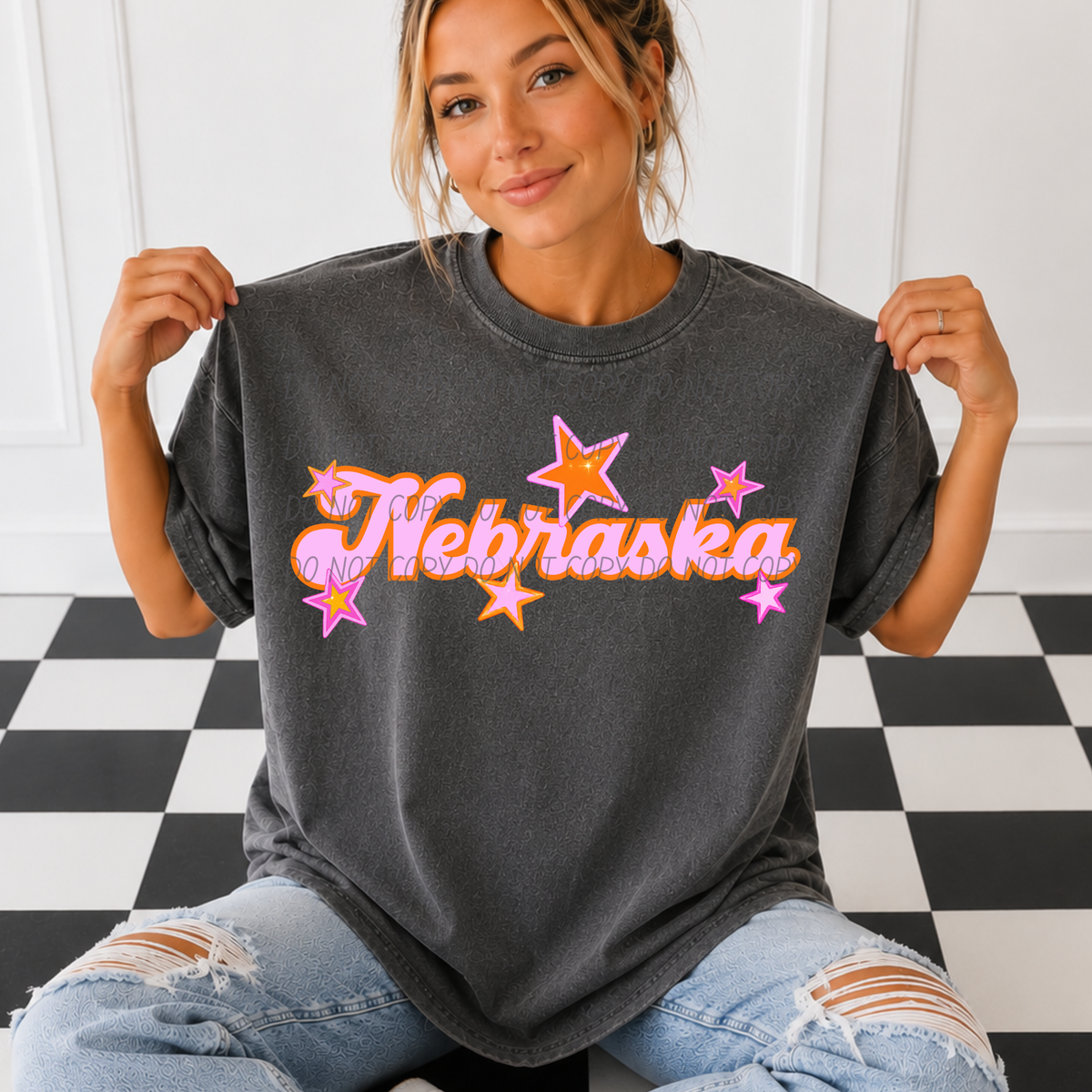 Nebraska pink orange states (City) DTF Transfer