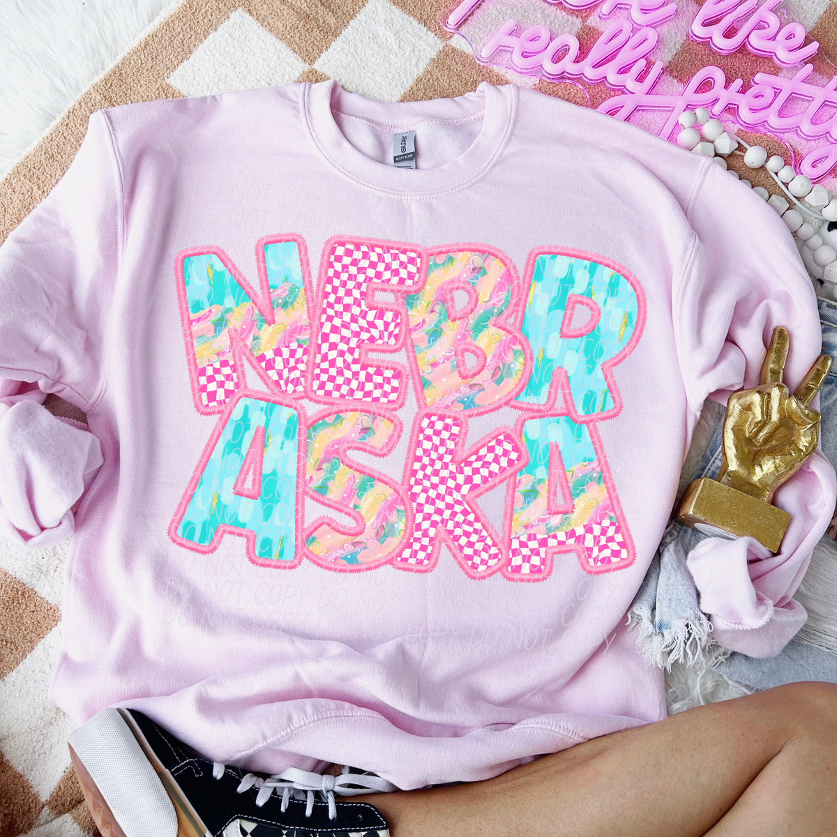 Nebraska spring checkered (CITY) DTF transfer
