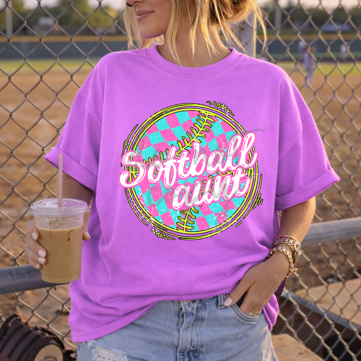 Softball aunt NEON PINK (Parker) DTF Transfer