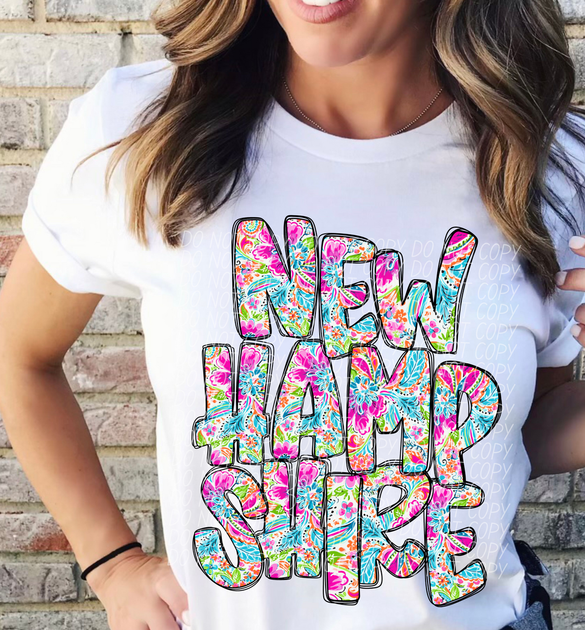 New Hampshire floral STACKED CITY DTF transfer