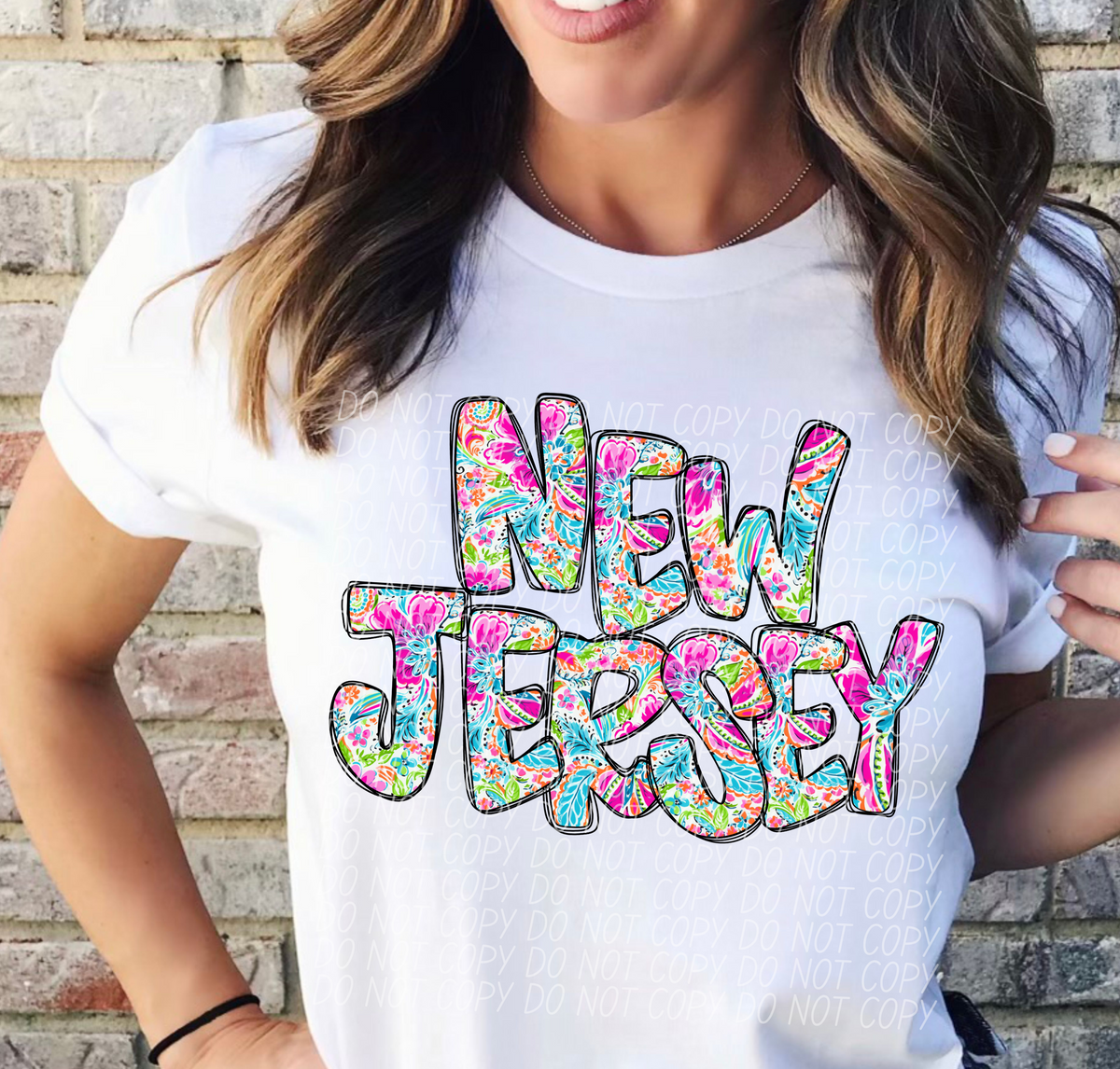 New Jersey floral STACKED CITY DTF transfer