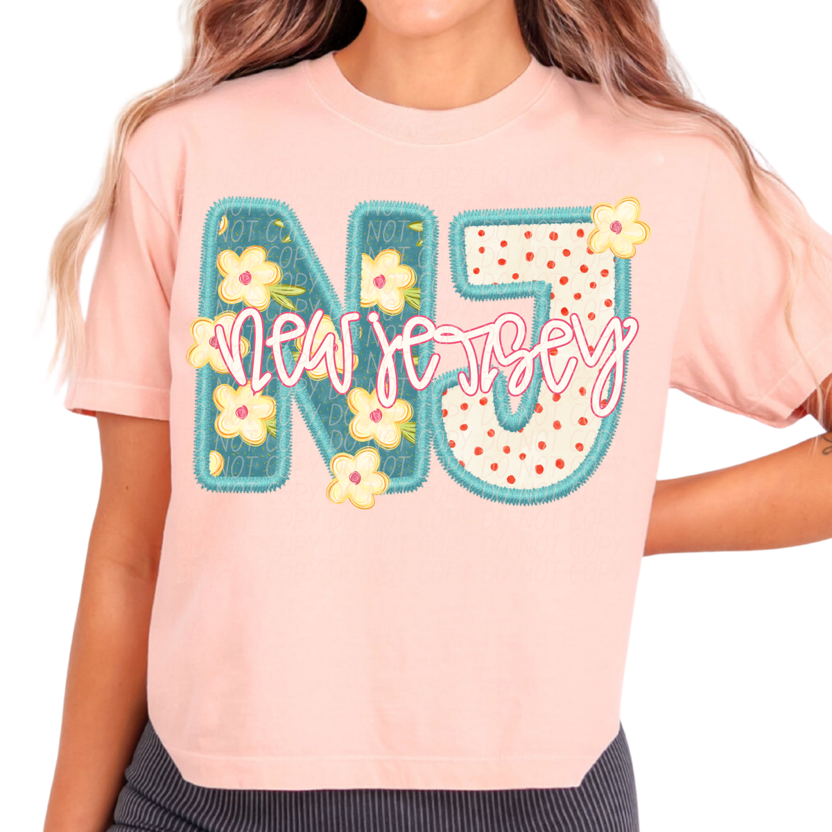 New Jersey retro floral (City) DTF Transfer