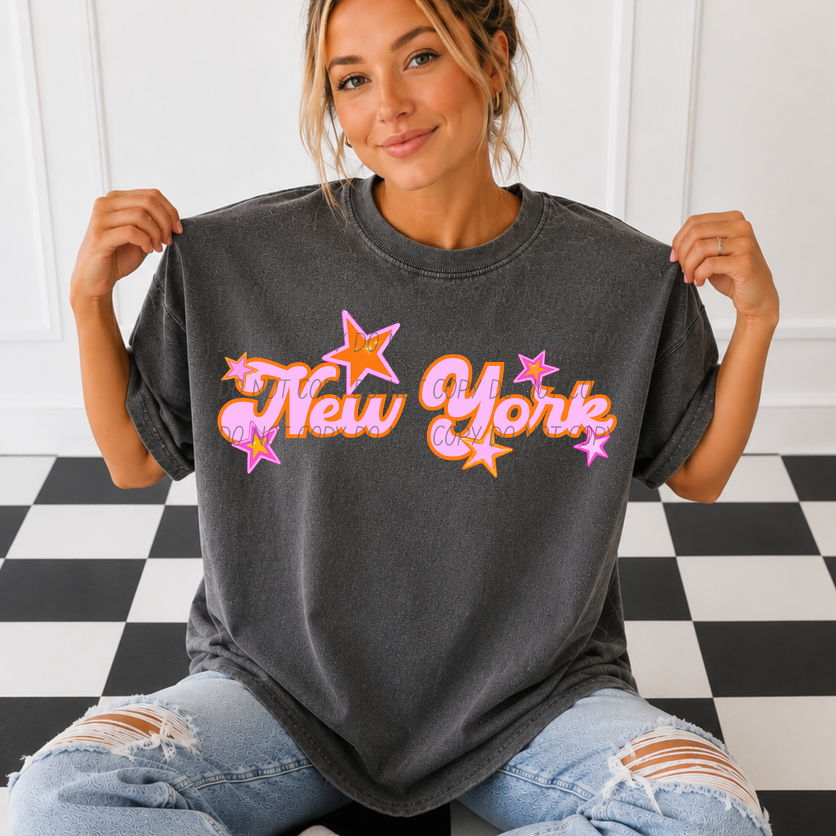 New York pink orange states (City) DTF Transfer