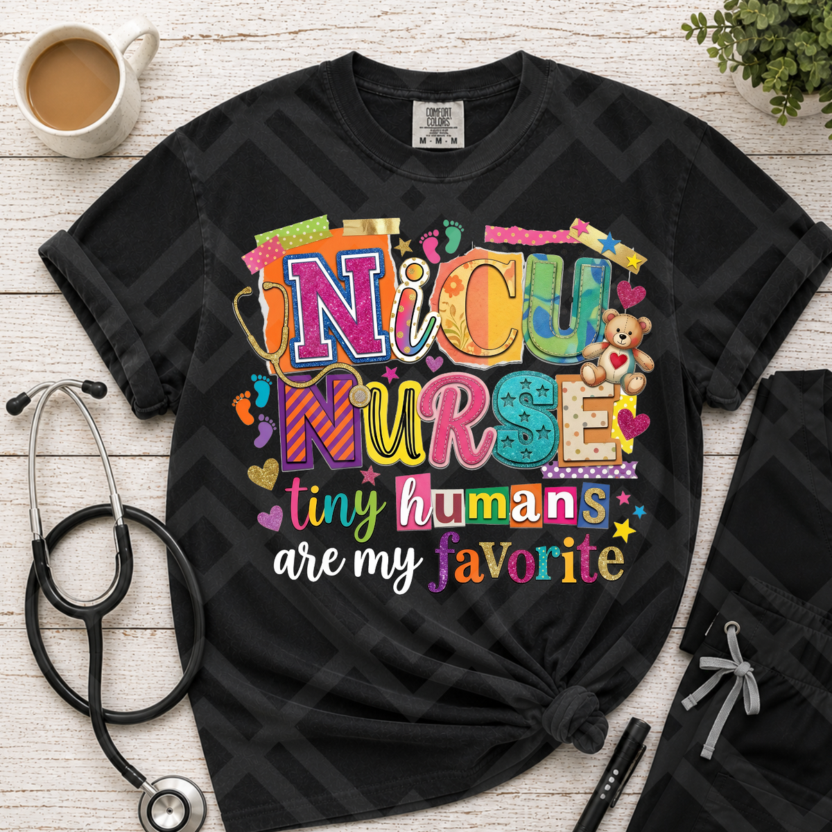 NICU nurse bright neon magazine font (Parker) DTF Transfer