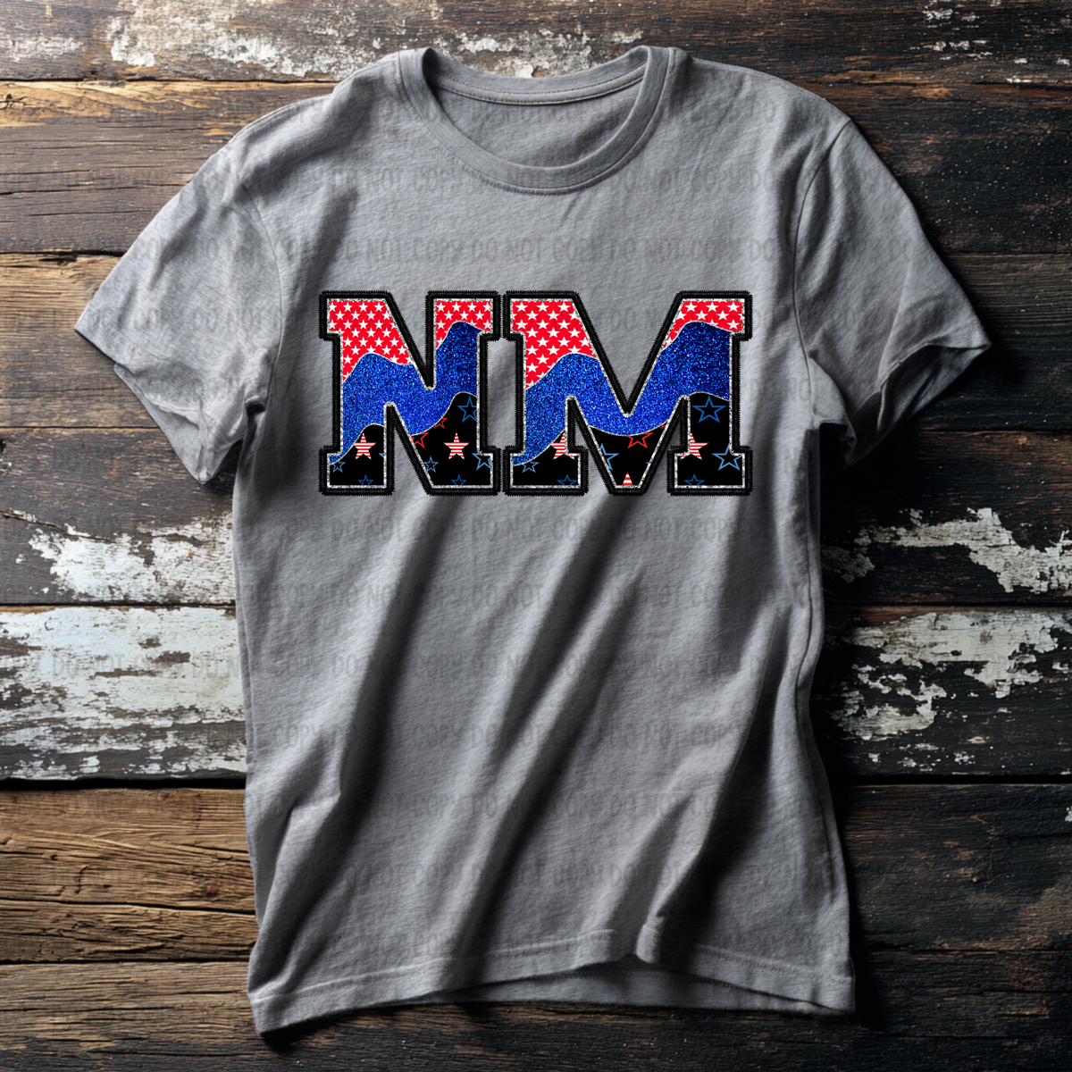 NM (red blue and black filled) (Revel) DTF Transfer