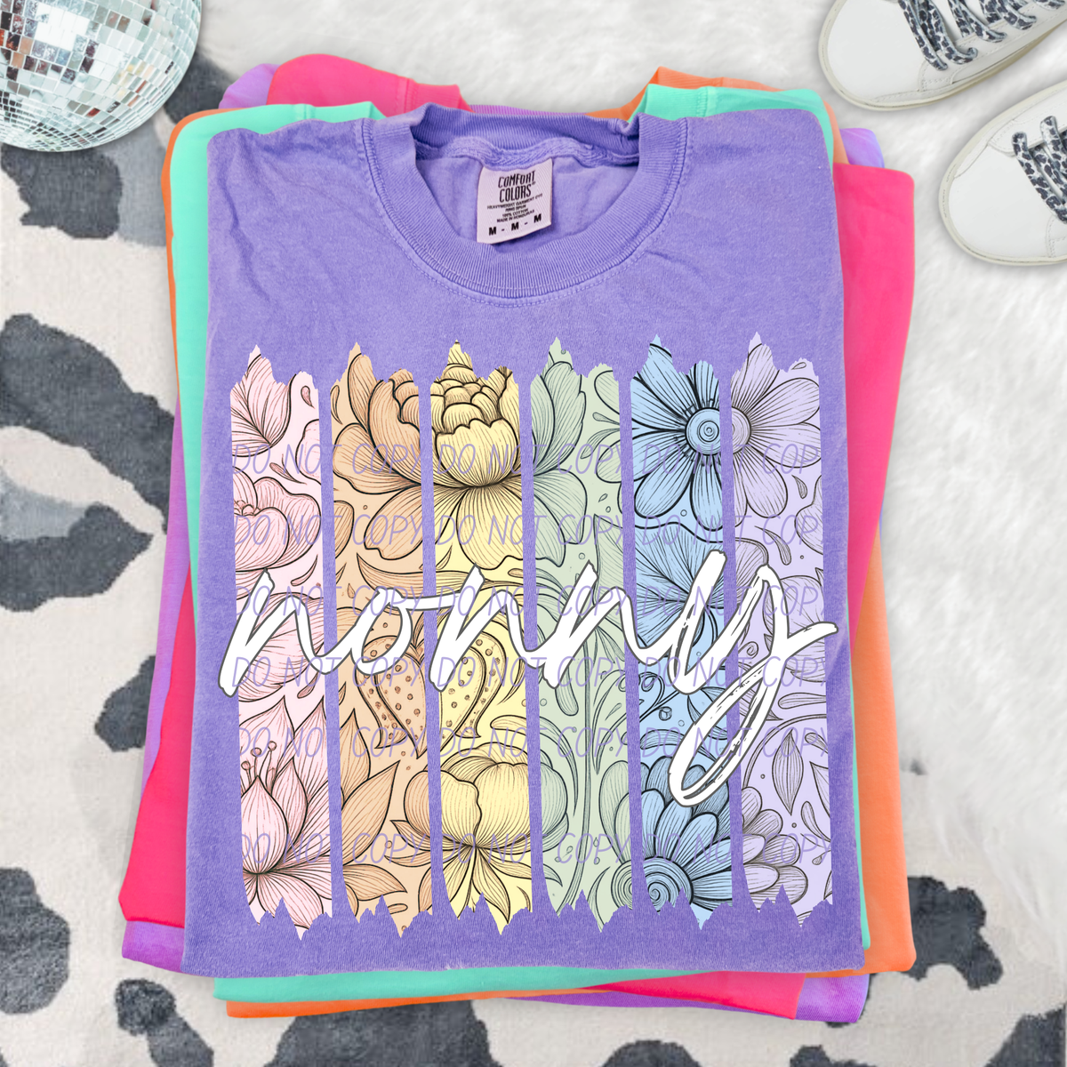 nonny 2 rainbow floral paint stripes (city) DTF Transfer