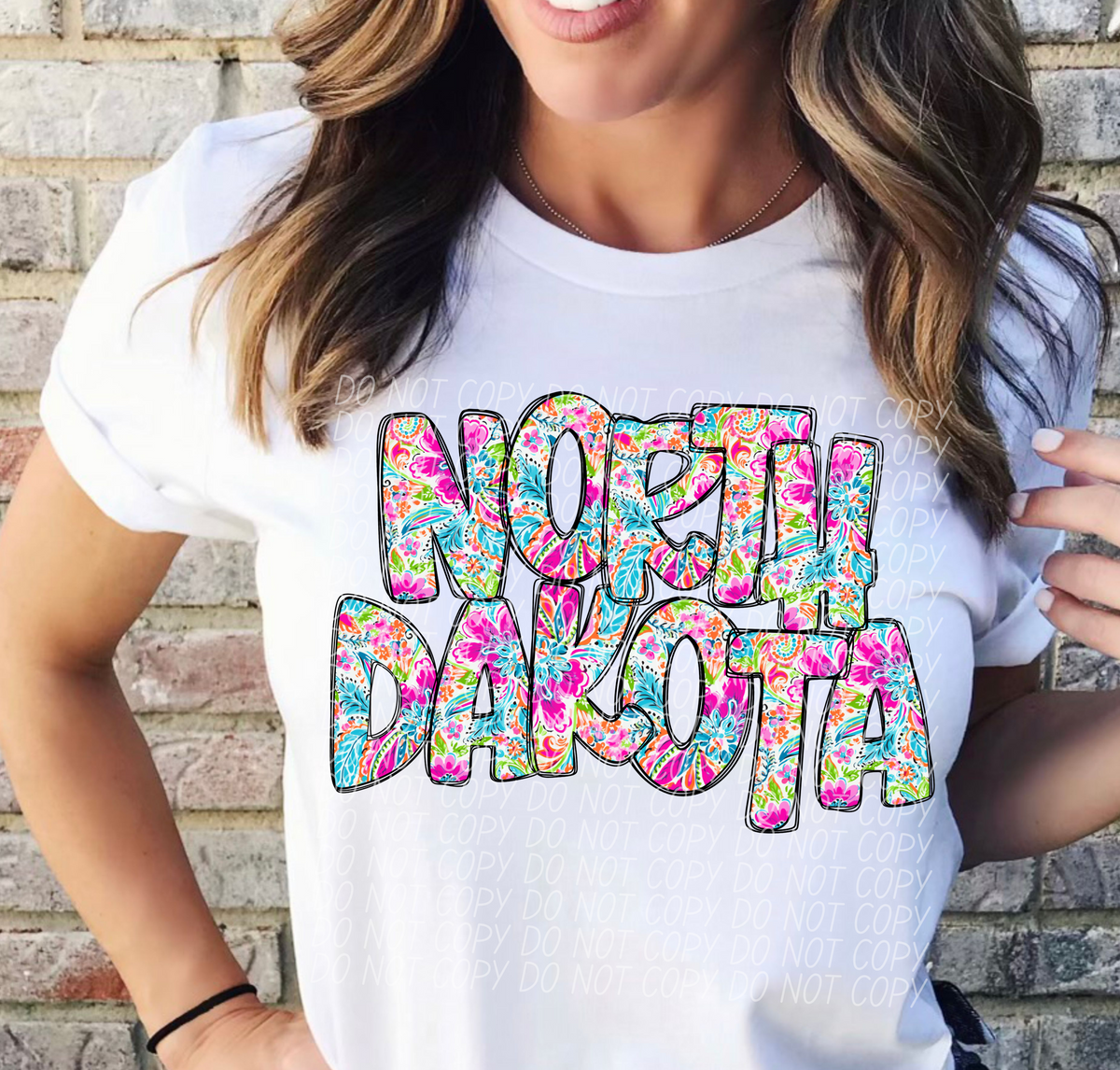 North Dakota floral STACKED CITY DTF transfer
