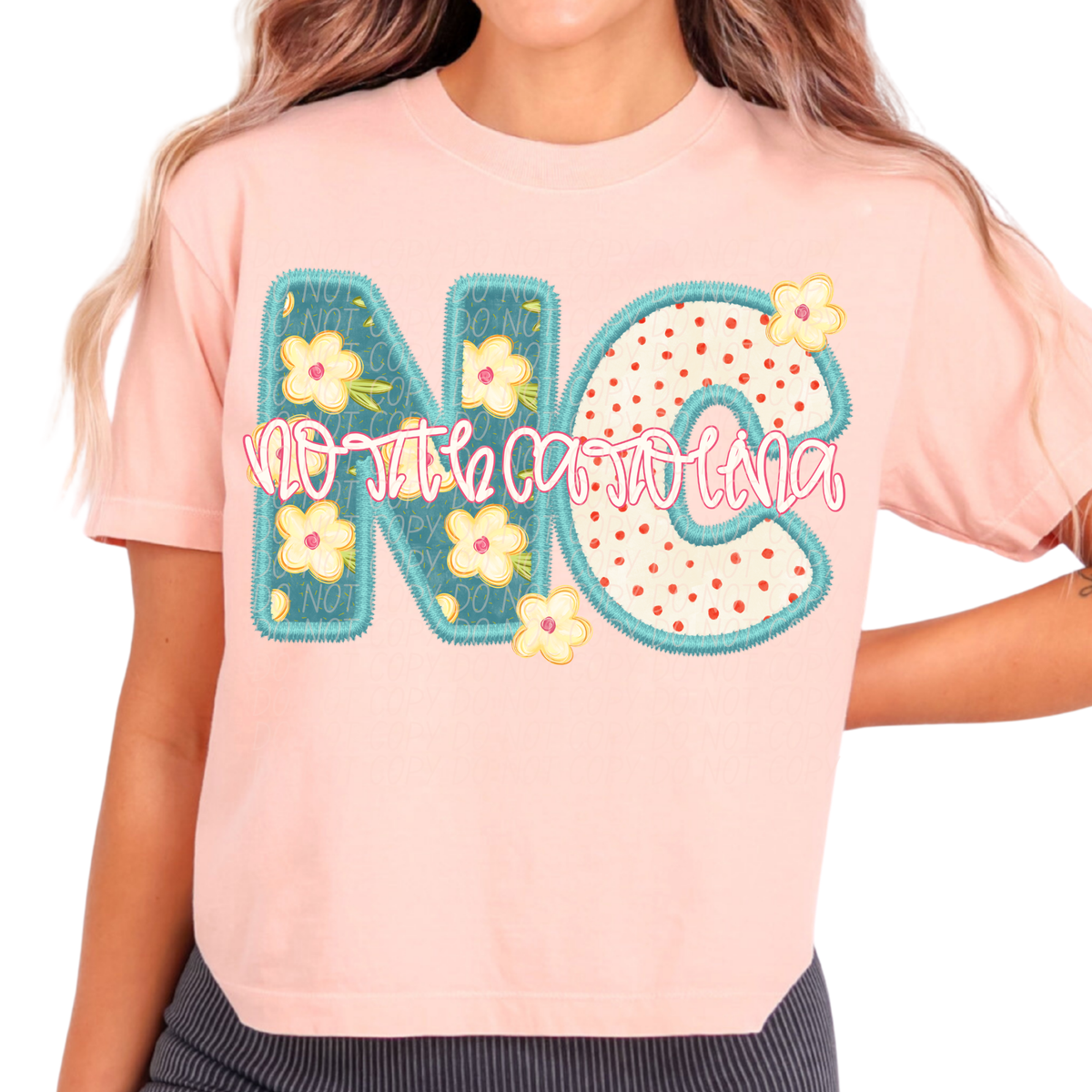 North Carolina retro floral (City) DTF Transfer