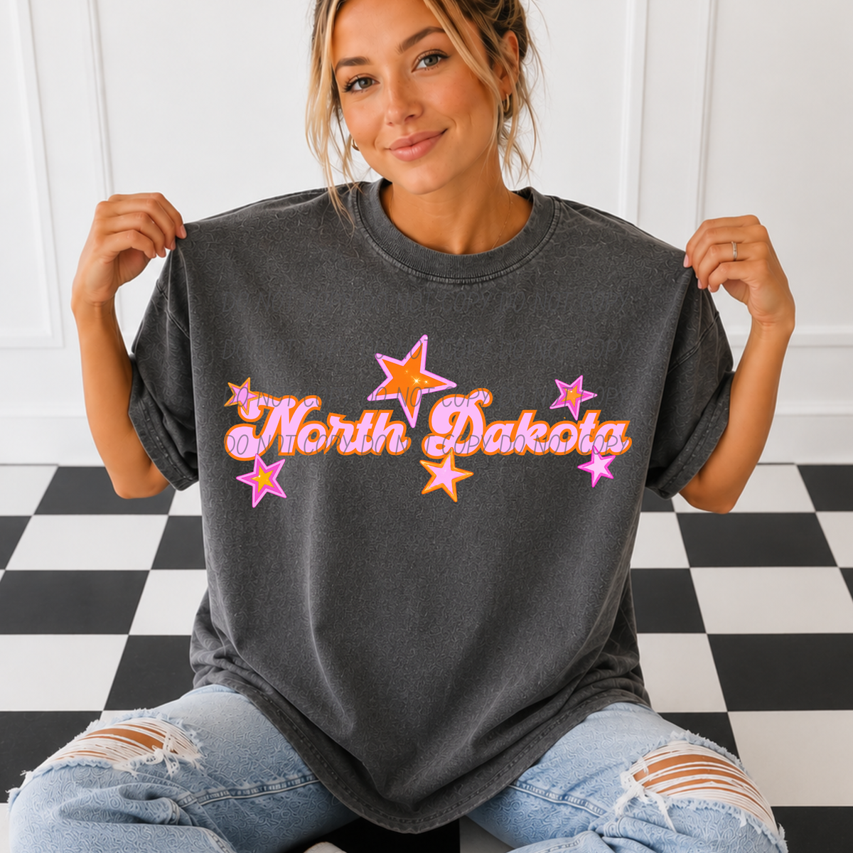 North Dakota pink orange states (City) DTF Transfer
