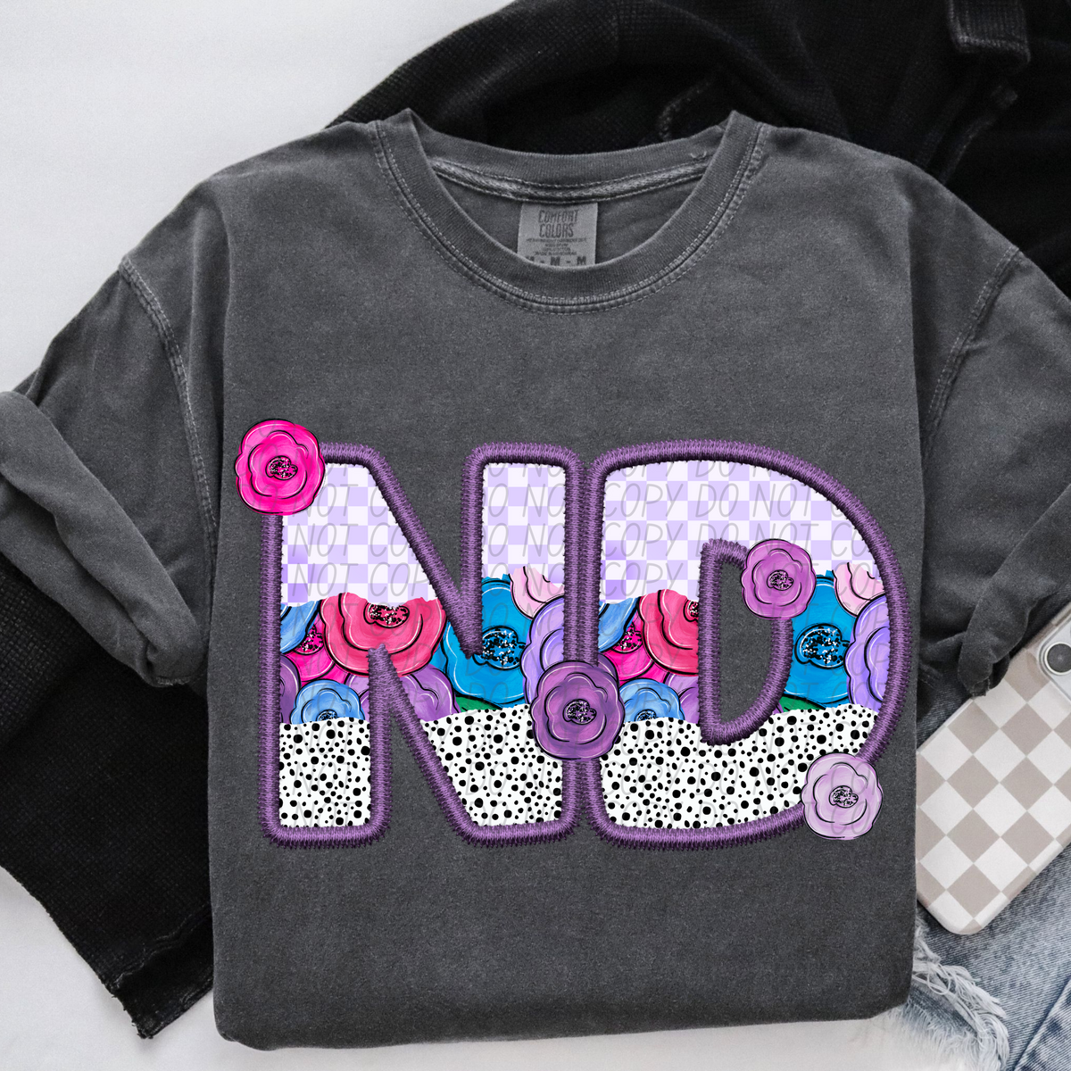 ND purple floral (CITY) DTF transfer