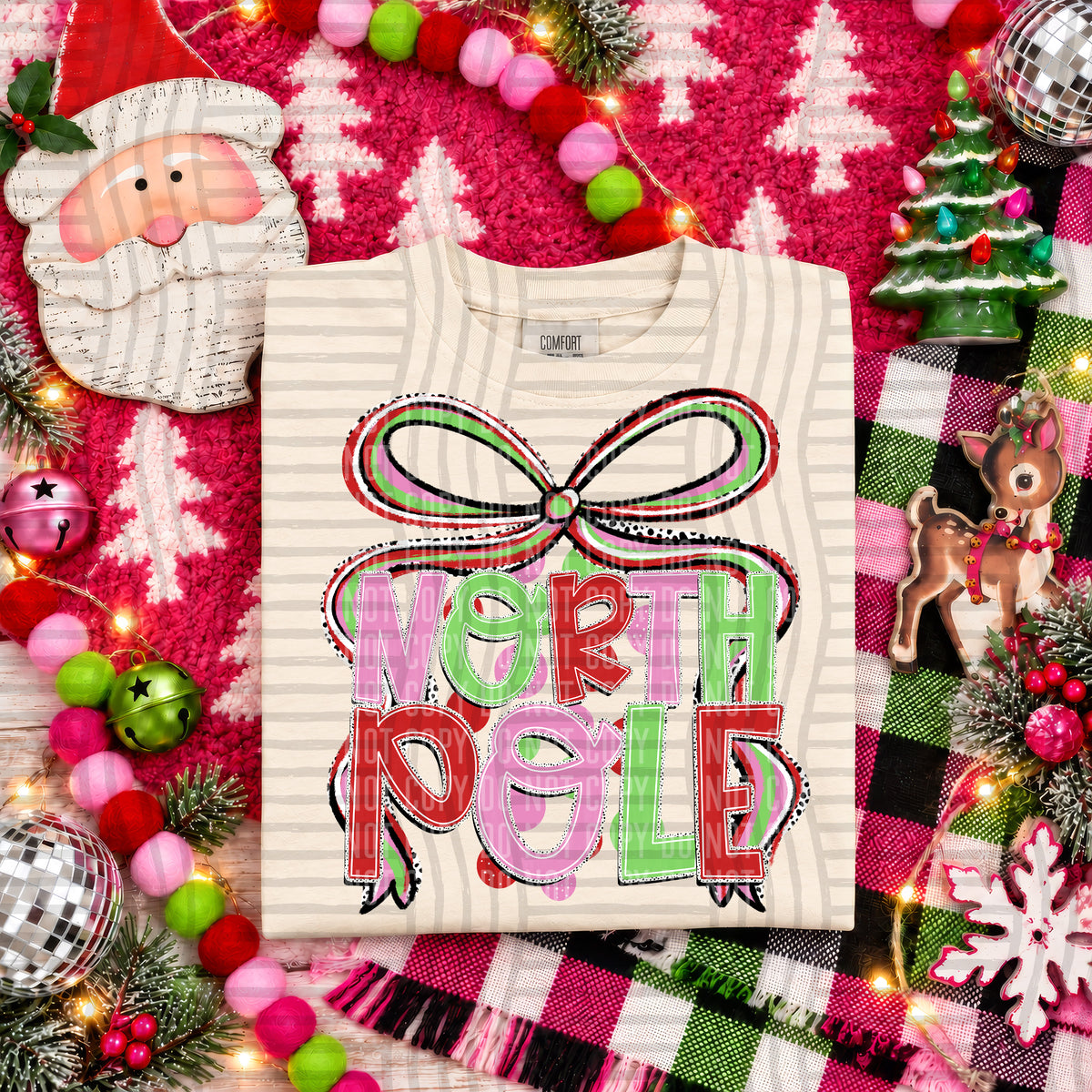 North pole stacked with bow (caplinger) DTF Transfer