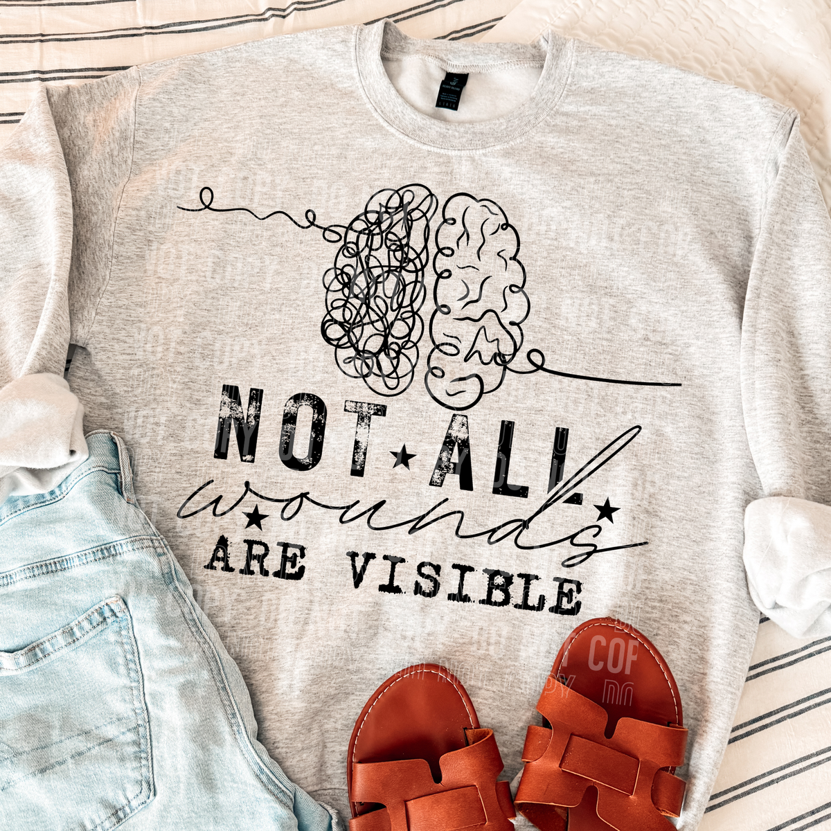 Not all wounds are visible brain BLACK (SBB) DTF Transfer