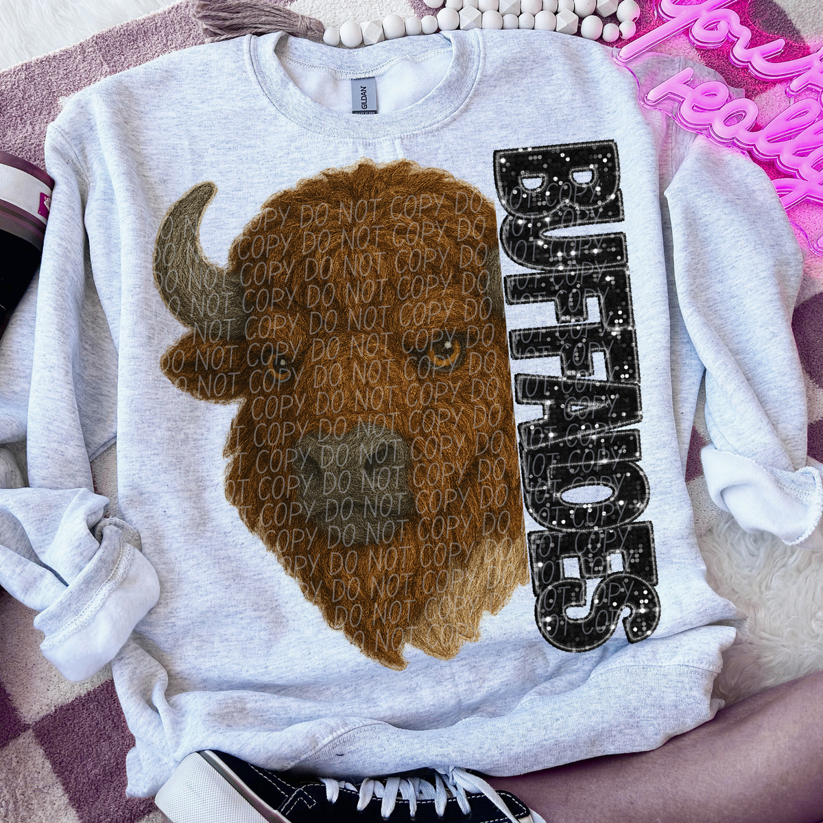 Buffaloes faux glitter faux yarn (City) DTF Transfers