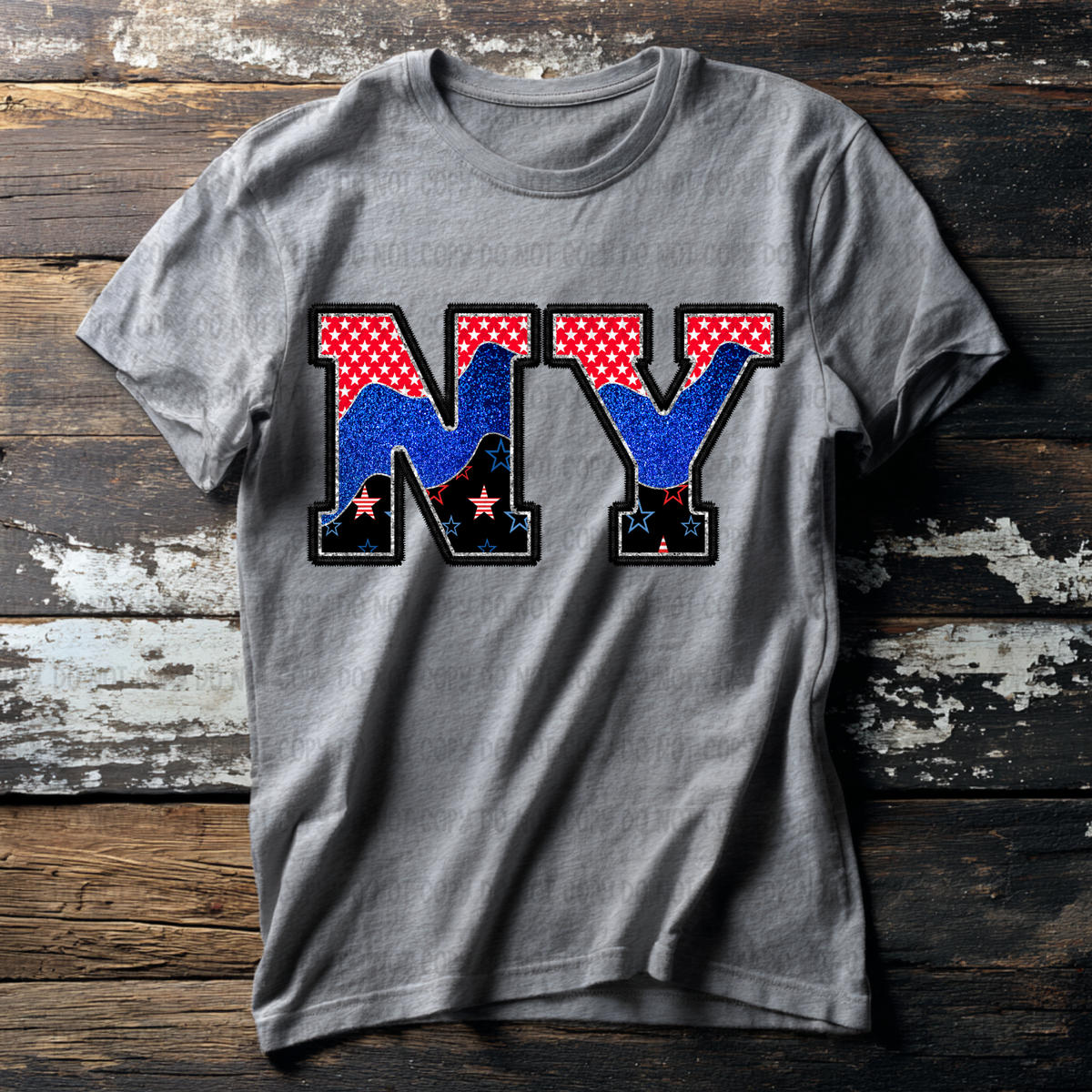 NY (red blue and black filled) (Revel) DTF Transfer