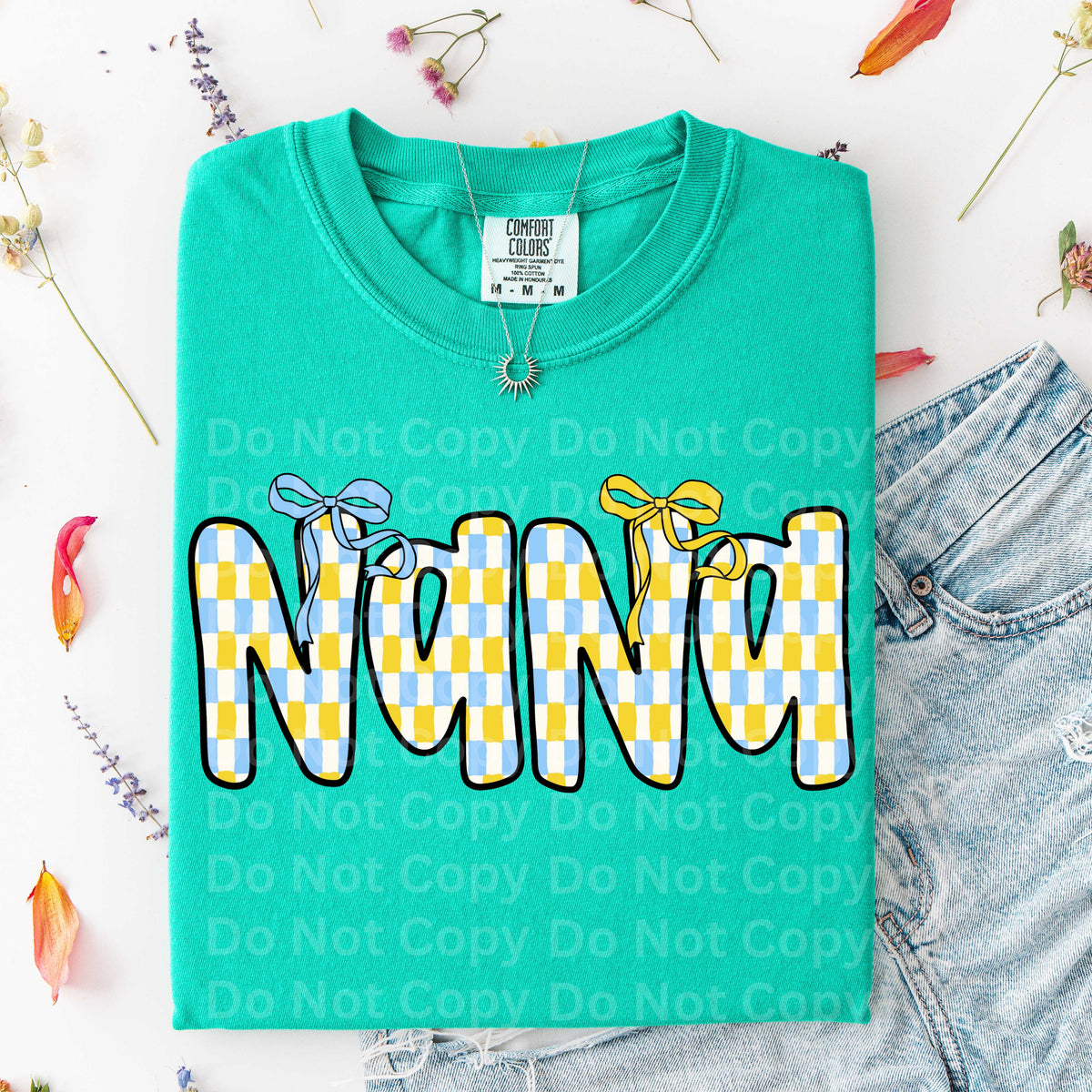 Nana blue and yellow checkered (Irene) DTF Transfer