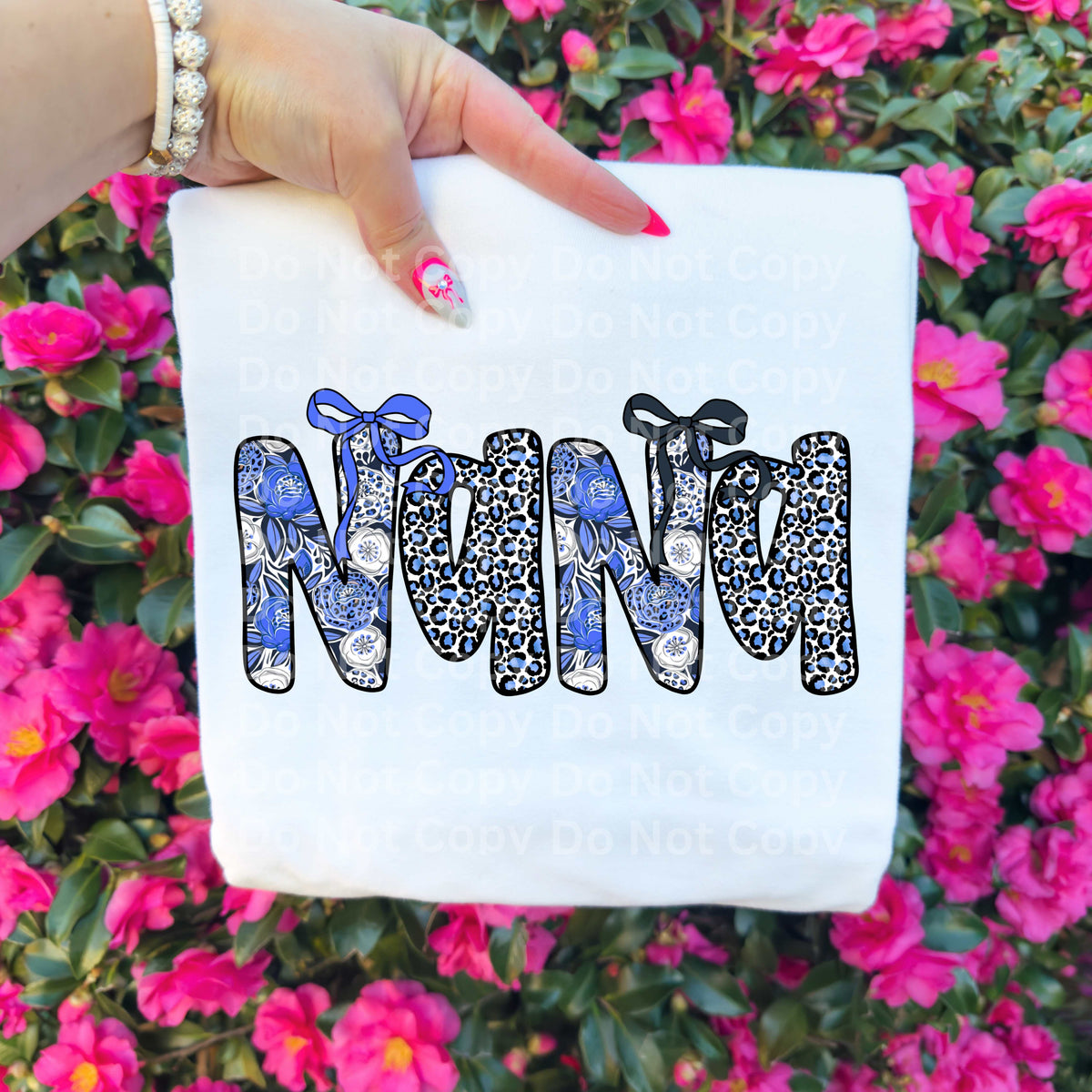 Nana (blue floral and leopard) (Irene) DTF Transfer
