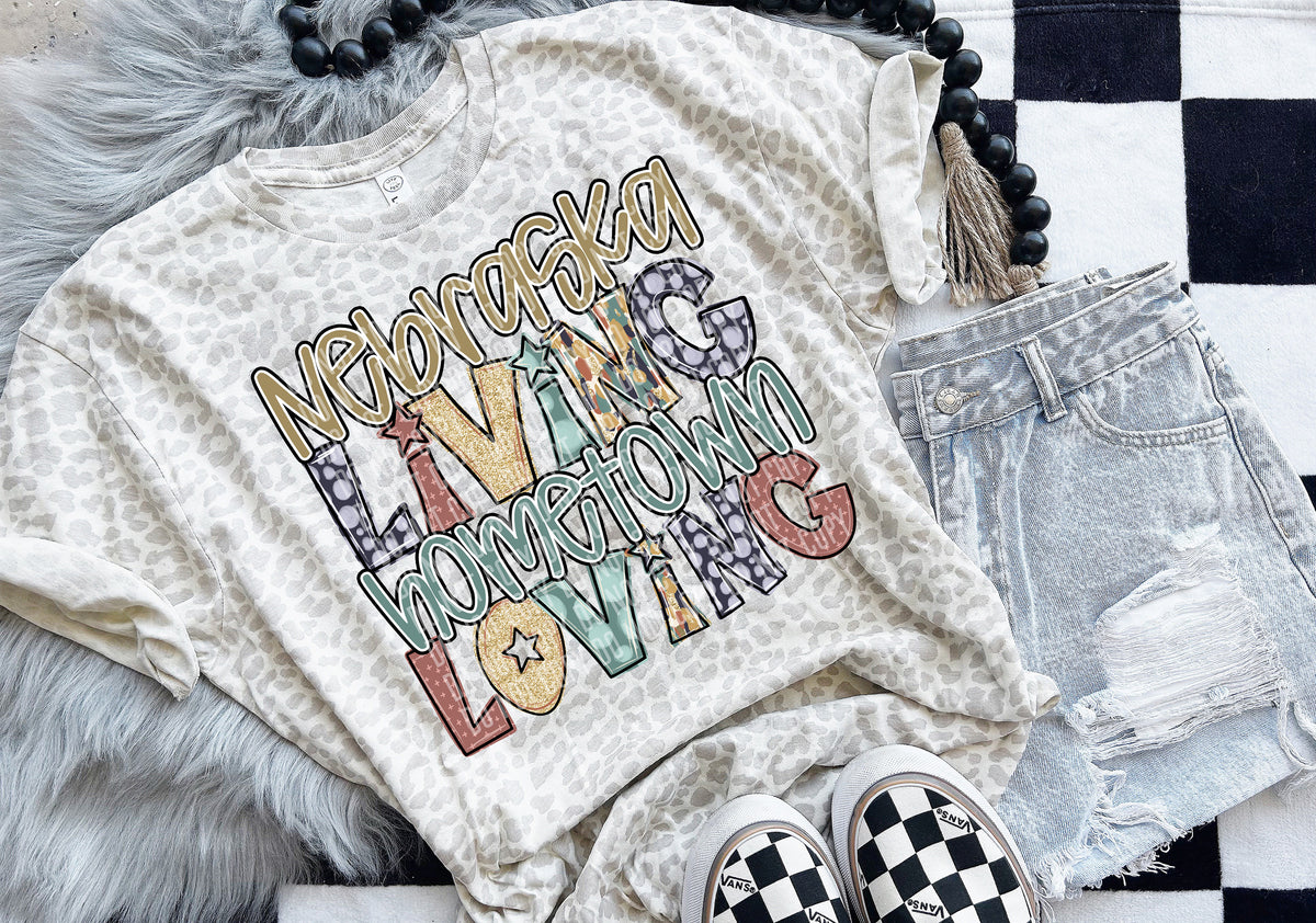 Nebraska Living Hometown Loving 57852 DTF transfer