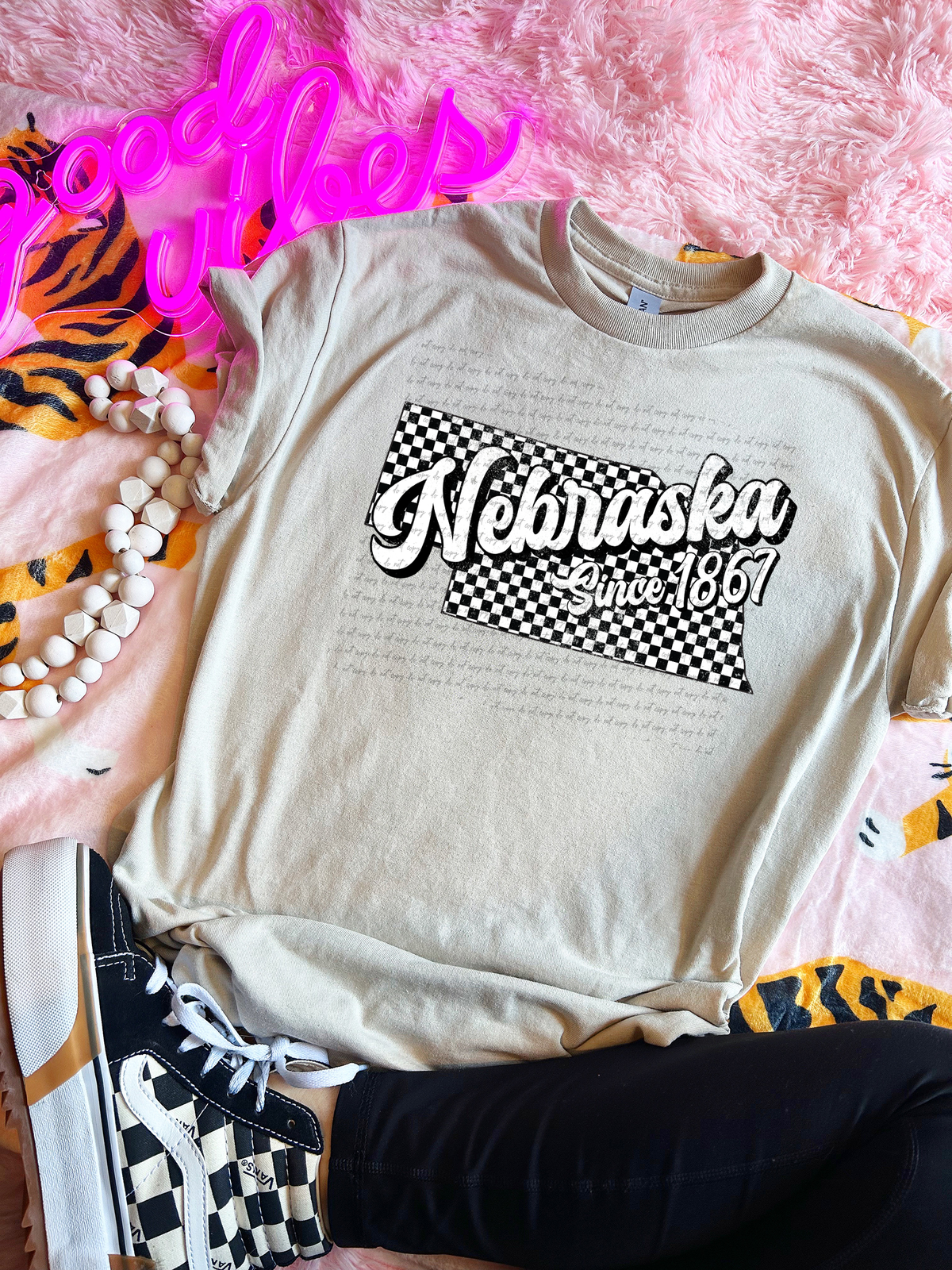 Nebraska Since 1867 Checkered Grunge 66742 DTF transfer