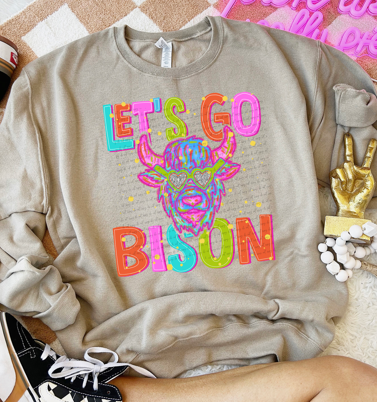 Neon Let's Go Bison 54322 DTF transfer