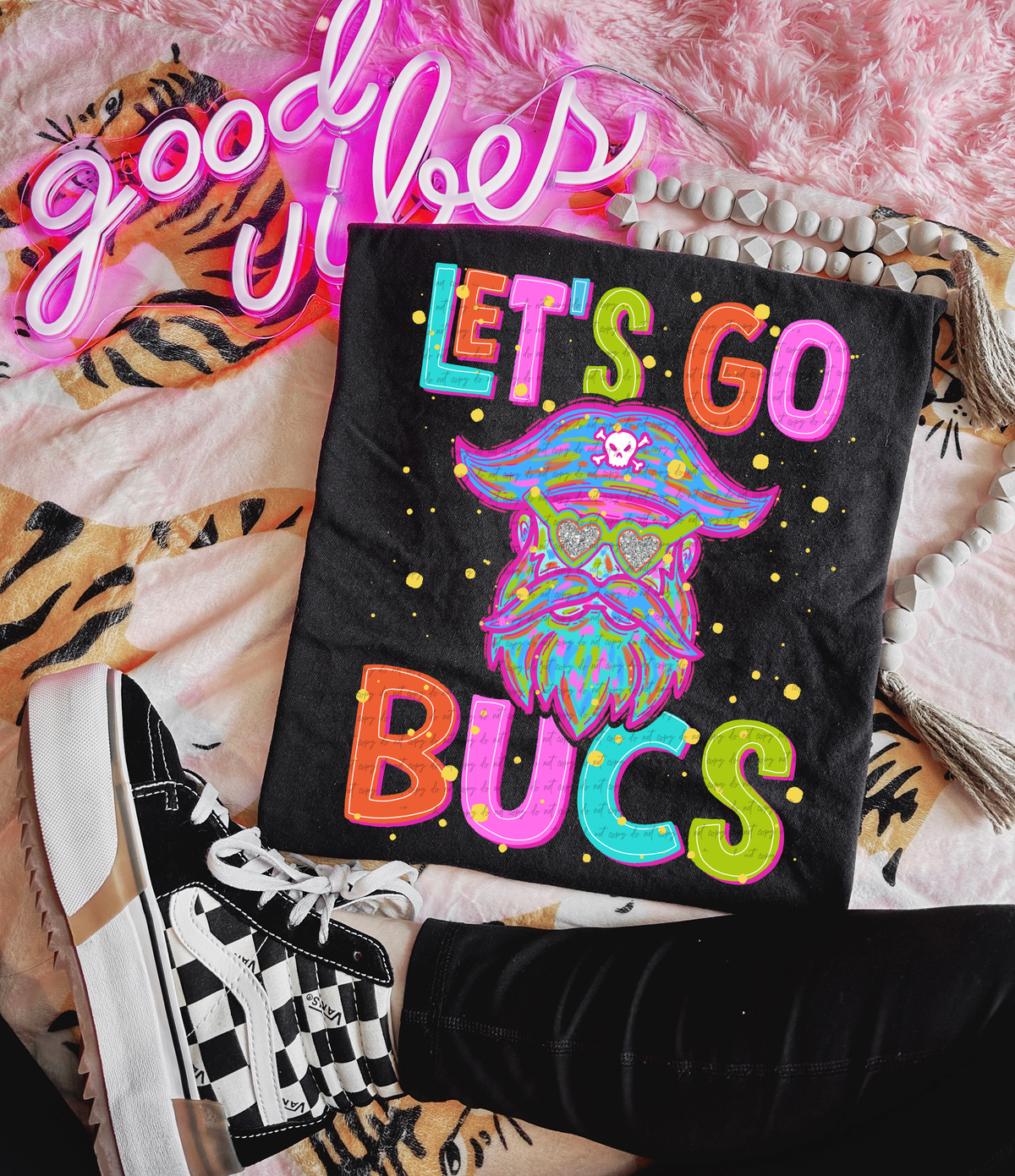 Neon Let's Go Bucs 54326 DTF transfer