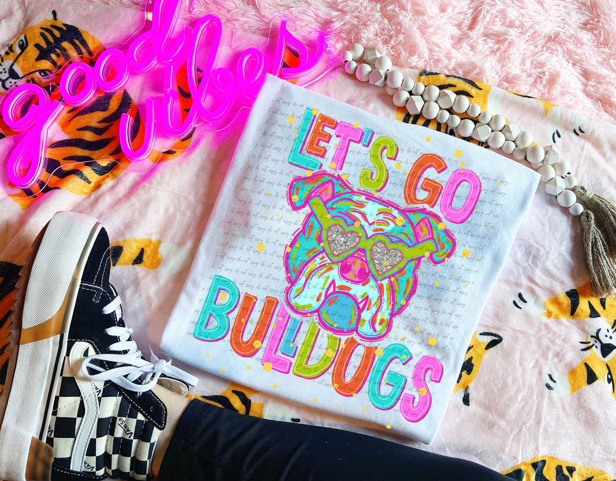 Neon Let's Go Bulldogs 54328 DTF transfer