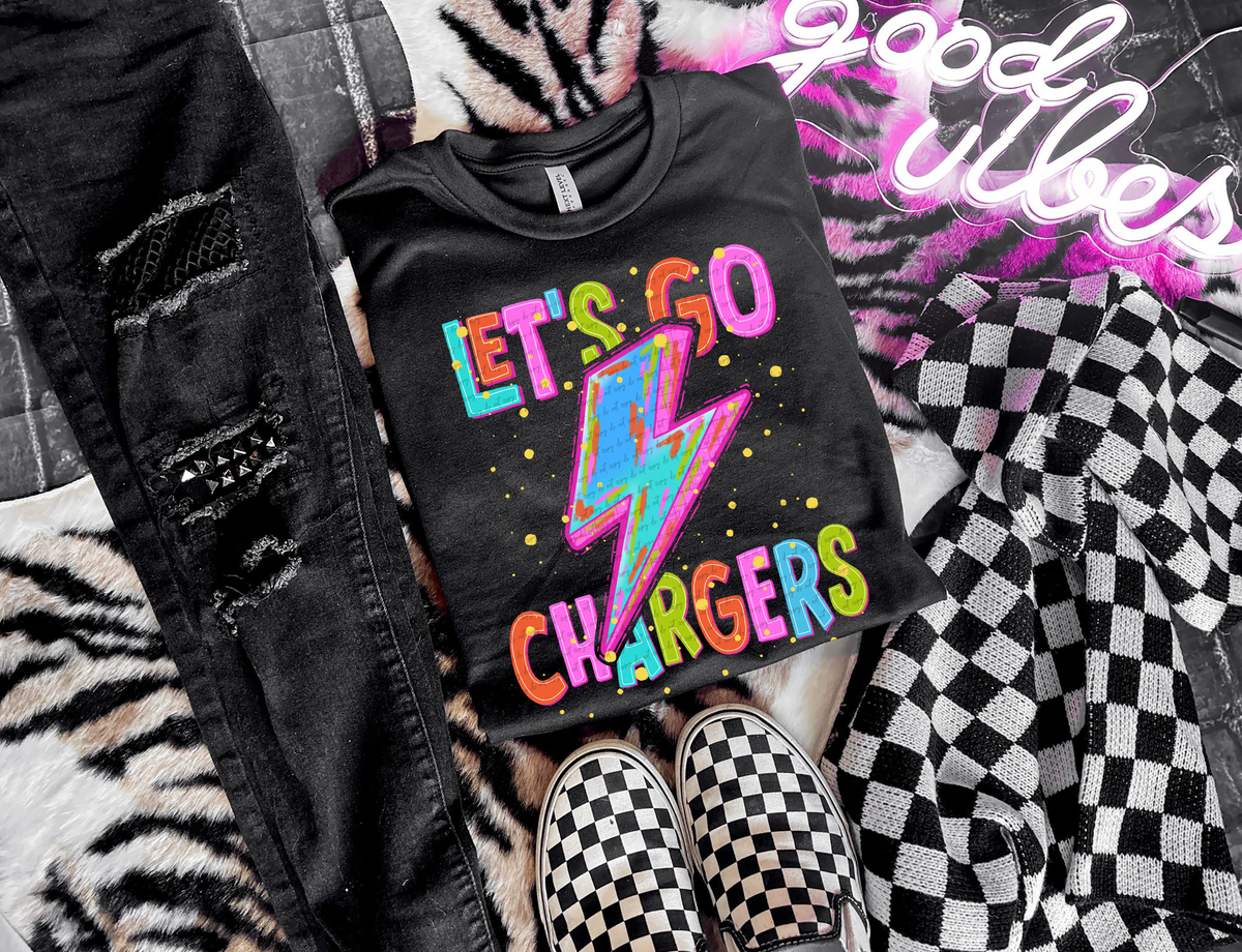Neon Let's Go Chargers 54329 DTF transfer