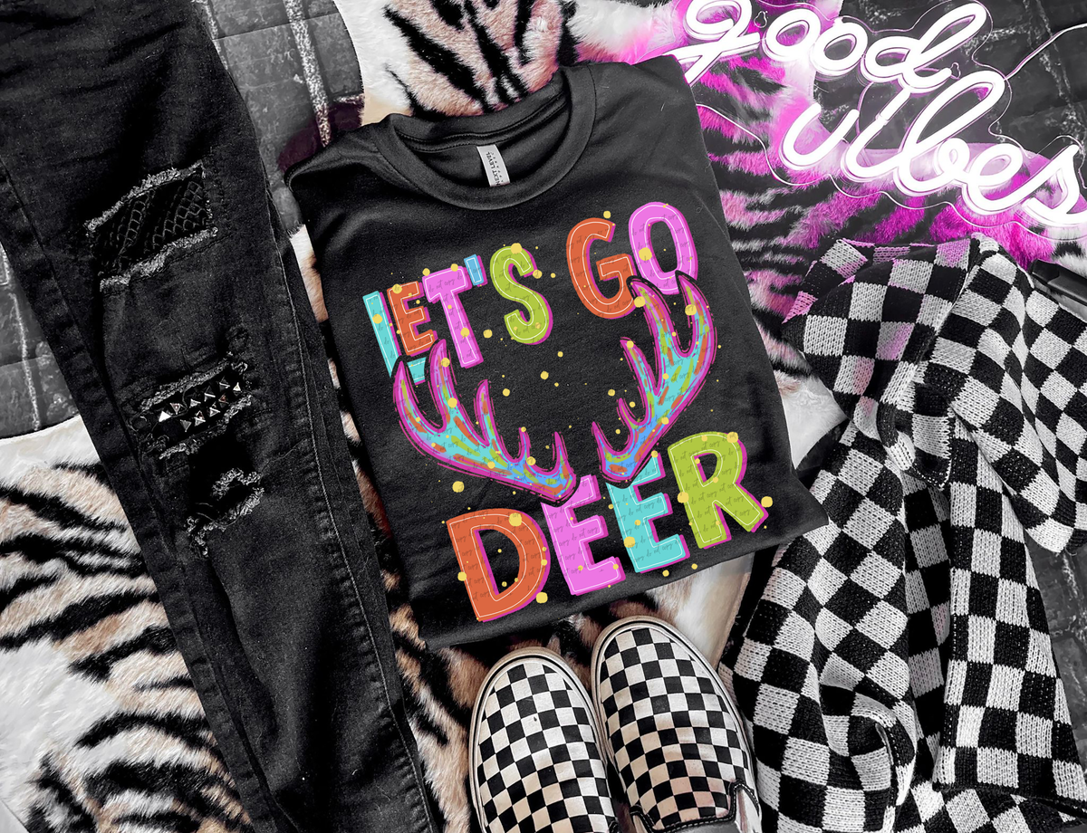 Neon Let's Go Deer 54332 DTF transfer