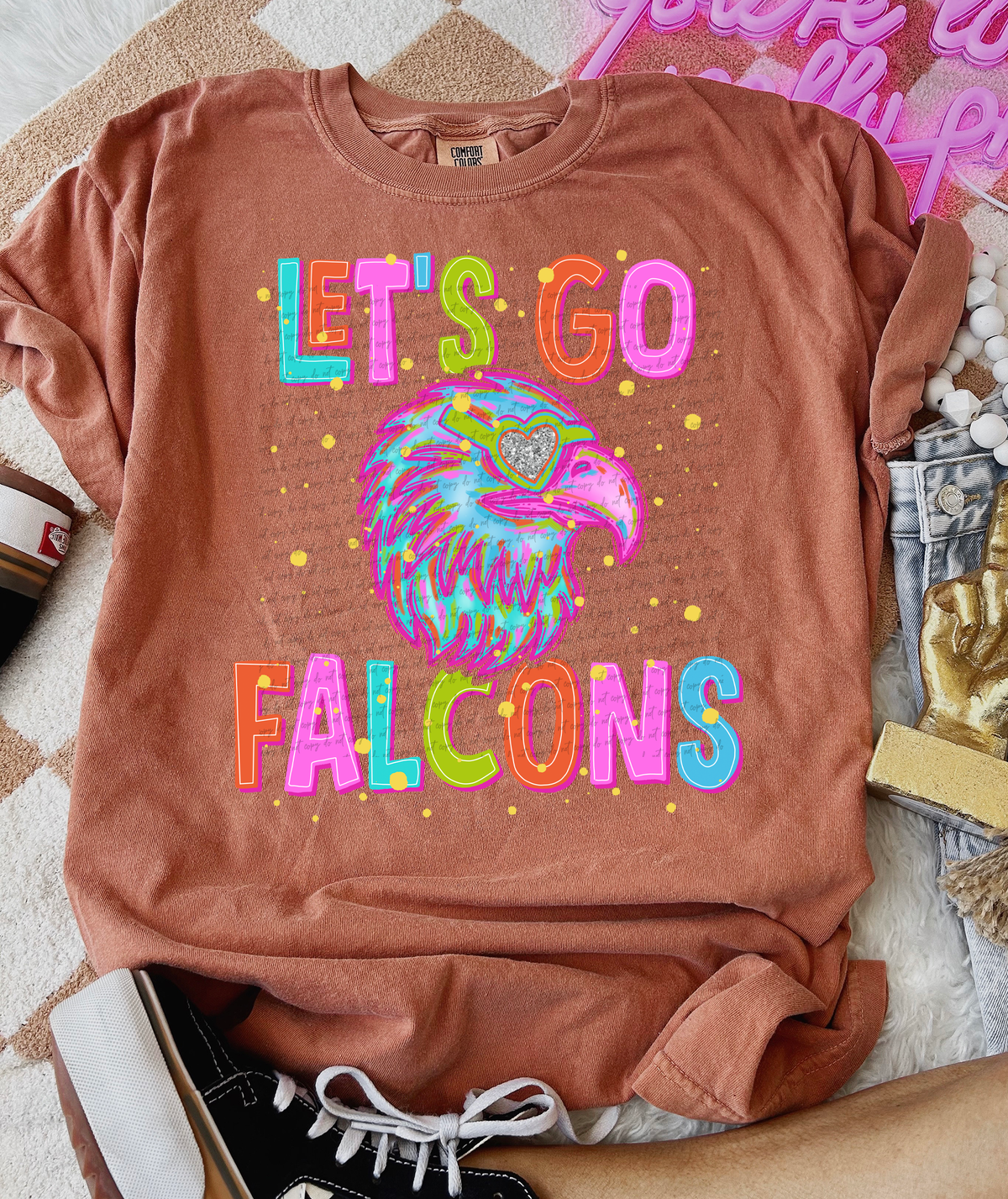 Neon Let's Go Falcons 54334 DTF transfer