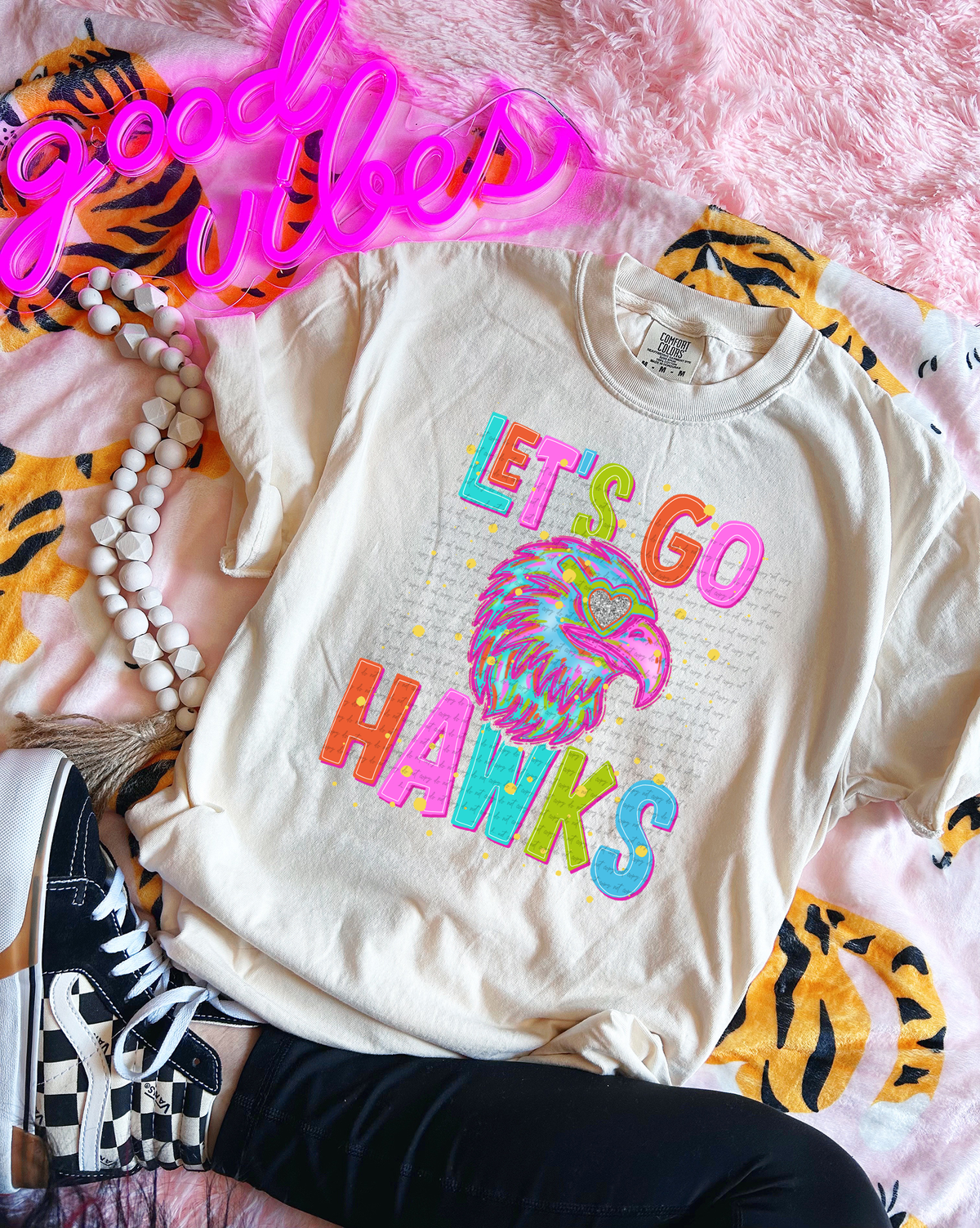 Neon Let's Go Hawks 54338 DTF transfer