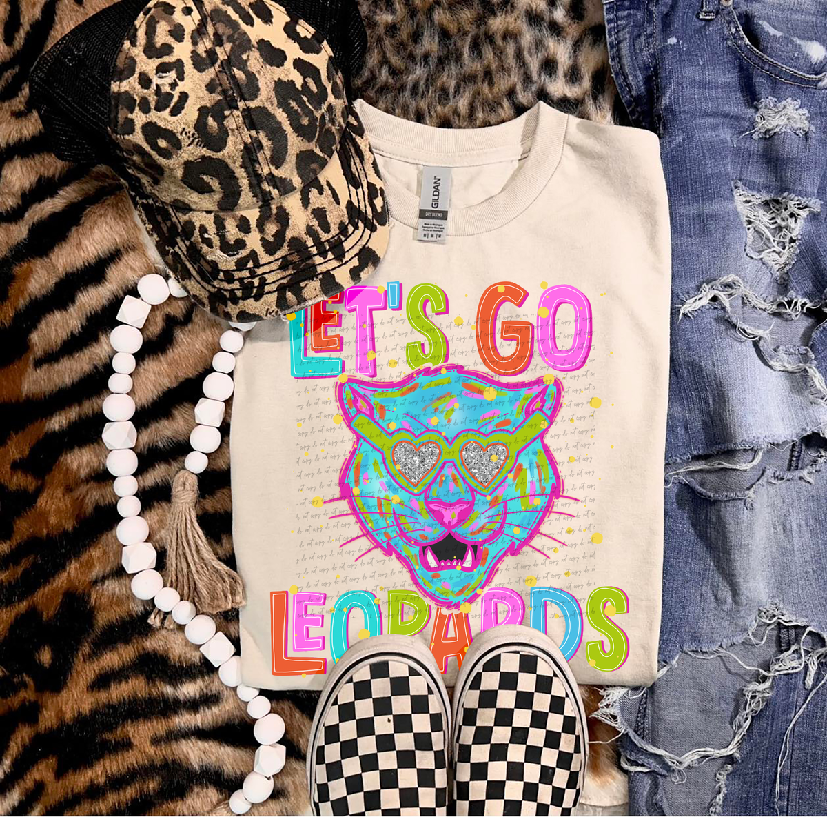 Neon Let's Go Leopards 54337 DTF transfer