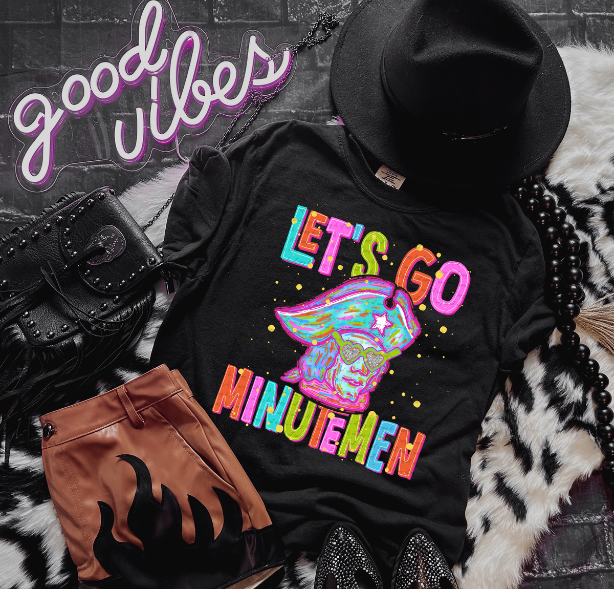 Neon Let's Go Minutemen 54345 DTF transfer