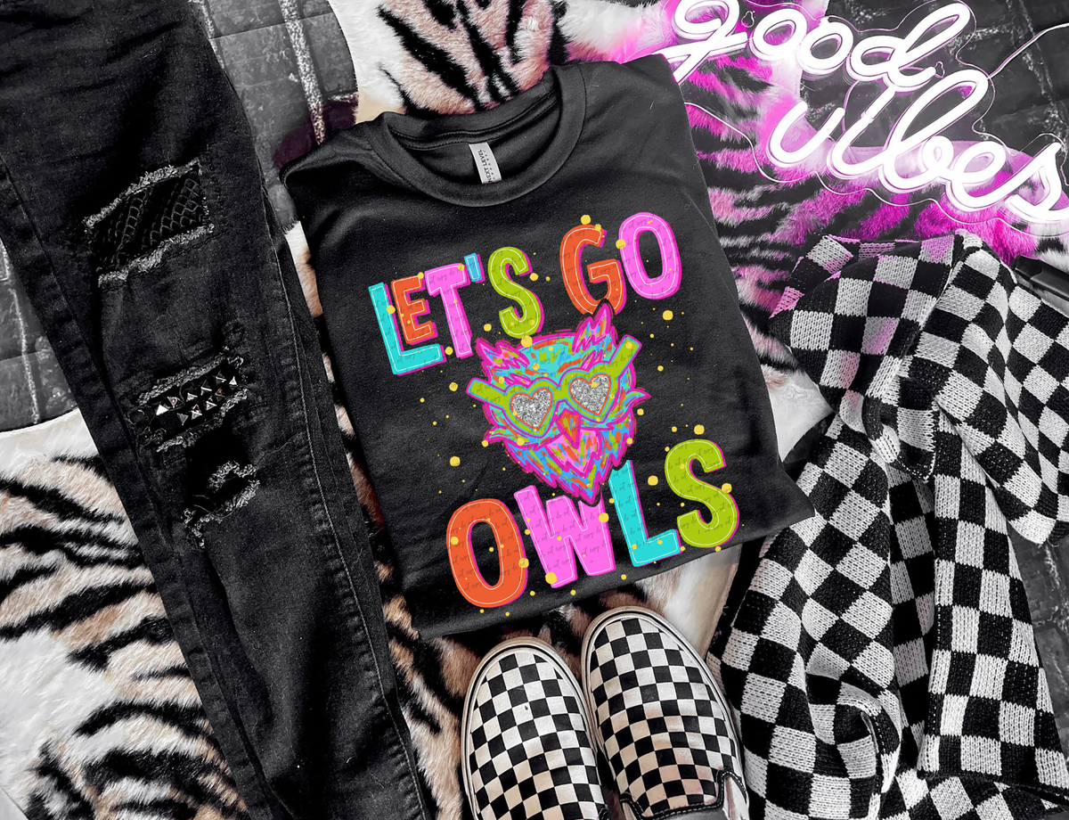 Neon Let's Go Owls 54348 DTF transfer