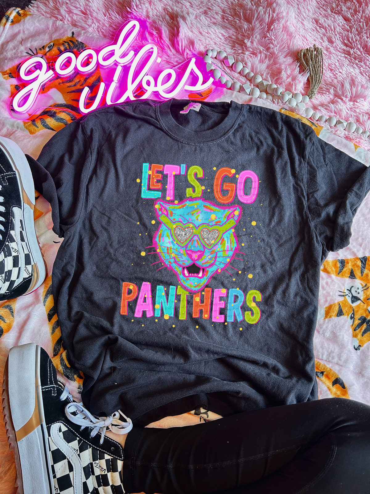 Neon Let's Go Panthers 54349 DTF transfer
