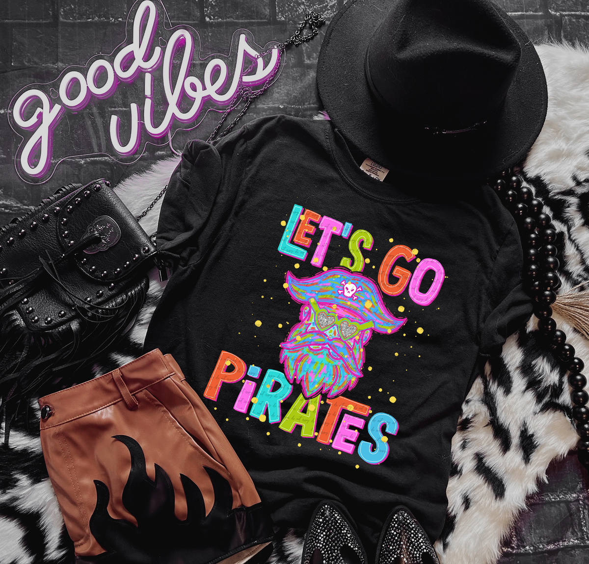 Neon Let's Go Pirates 54350 DTF transfer