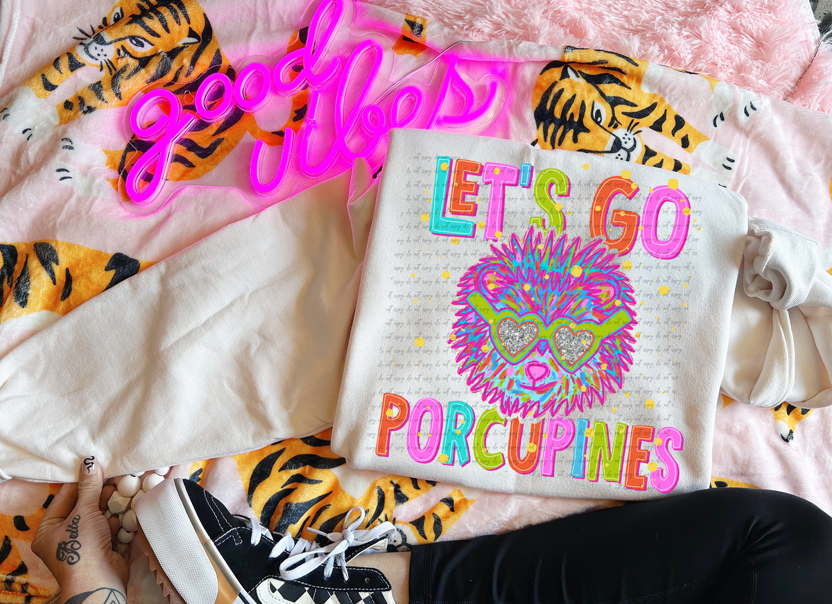 Neon Let's Go Porcupines 54351 DTF transfer