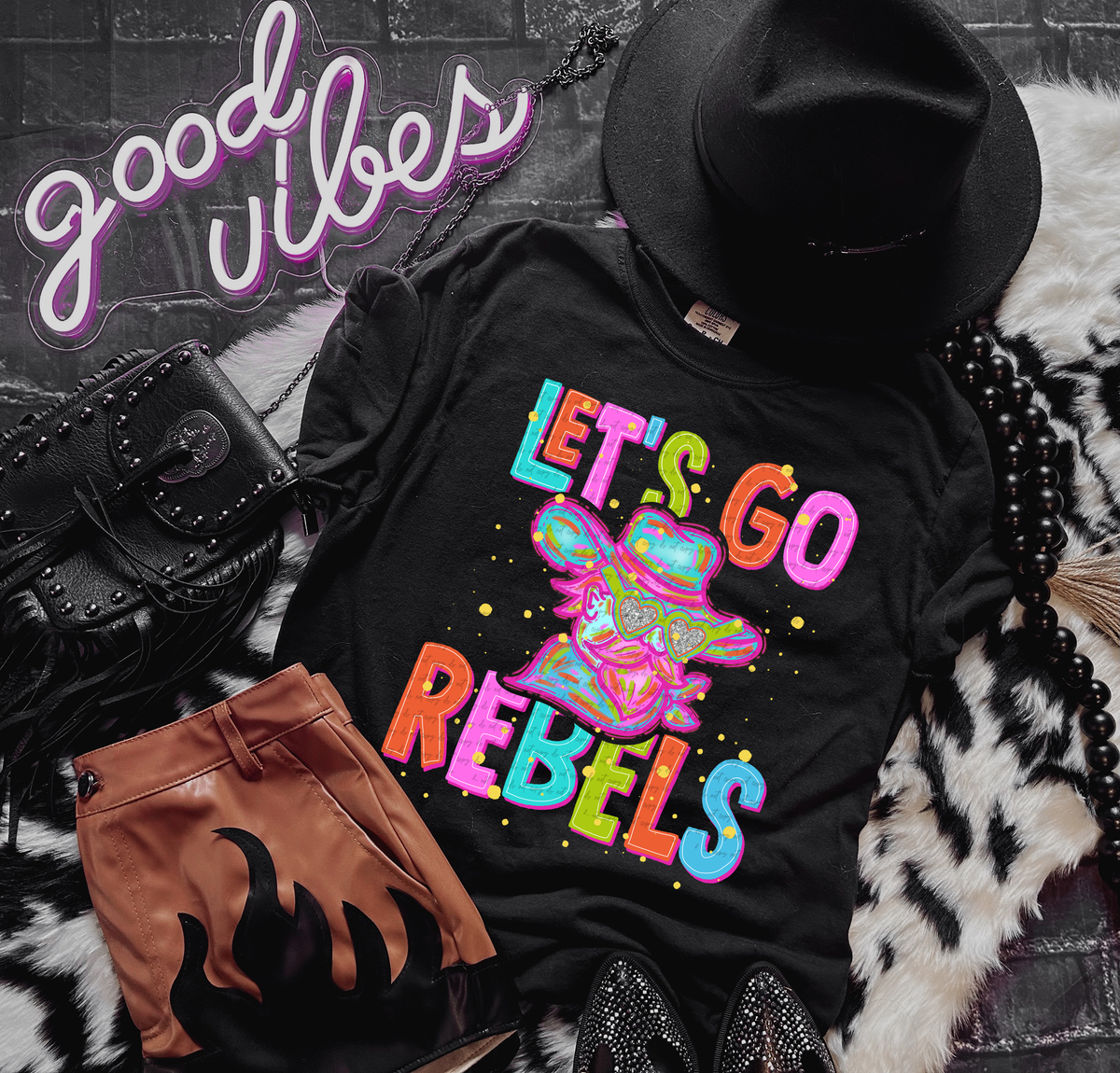 Neon Let's Go Rebels 54353 DTF transfer