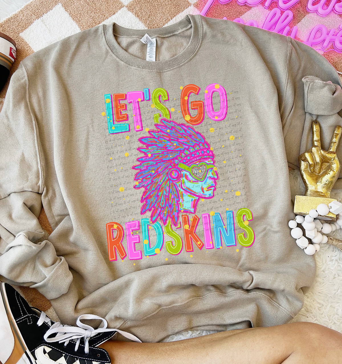 Neon Let's Go Redskins 54355 DTF transfer