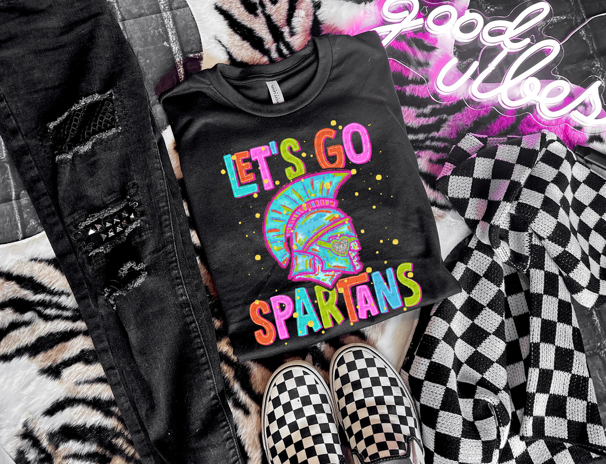 Neon Let's Go Spartans 54358 DTF transfer