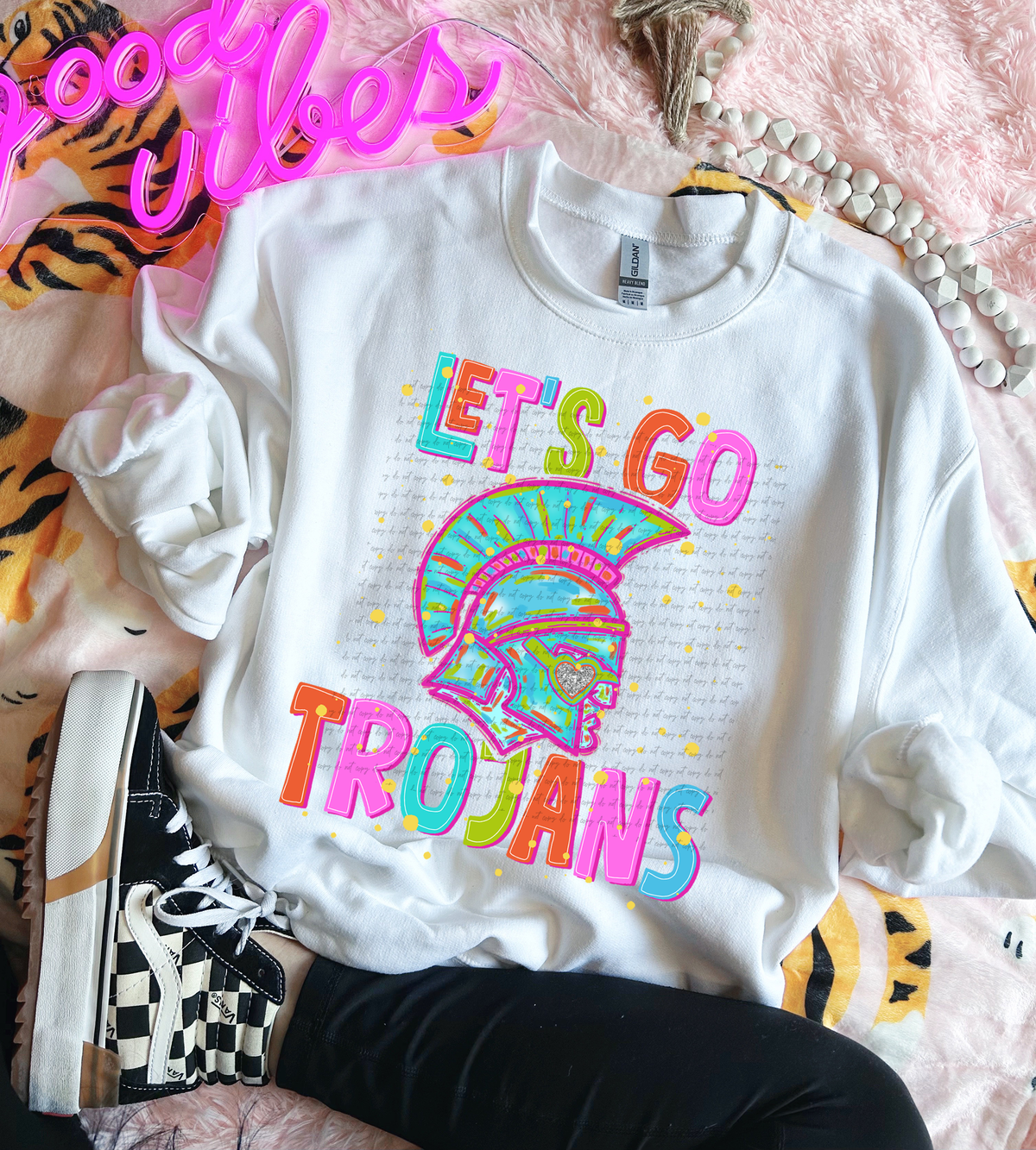 Neon Let's Go Trojans 54362 DTF transfer
