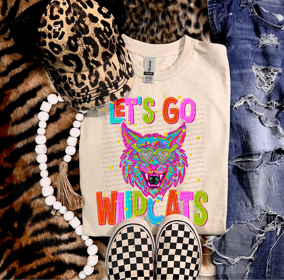 Neon Let's Go Wildcats 54365 DTF transfer