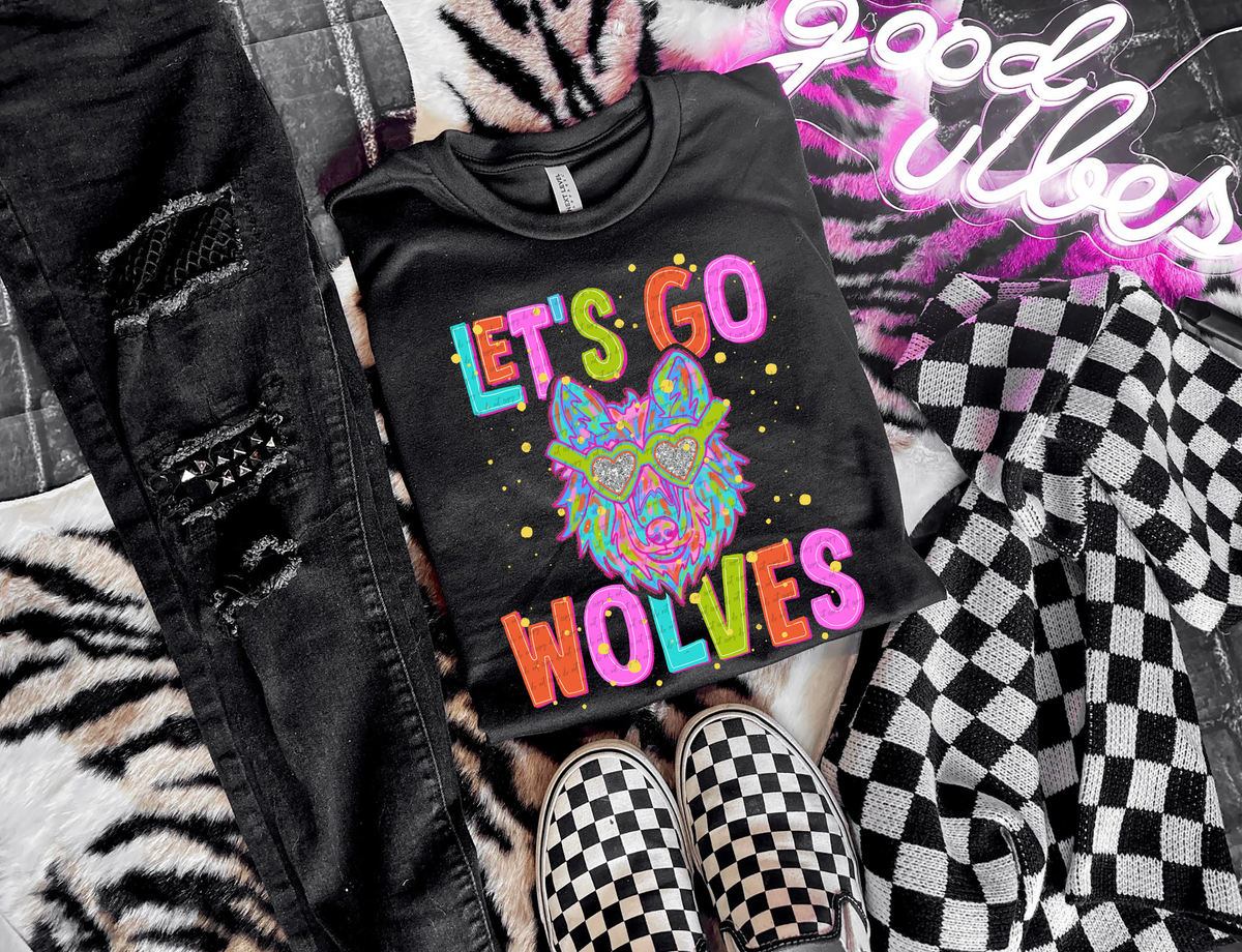 Neon Let's Go Wolves 54367 DTF transfer