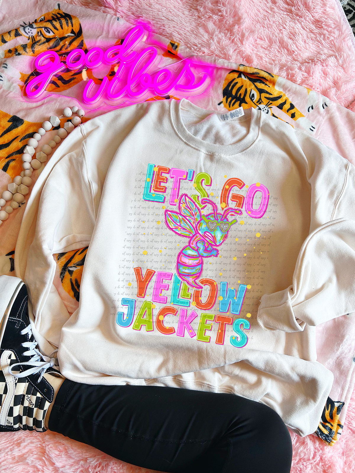 Neon Lets Go Yellow Jackets 54368 DTF transfer
