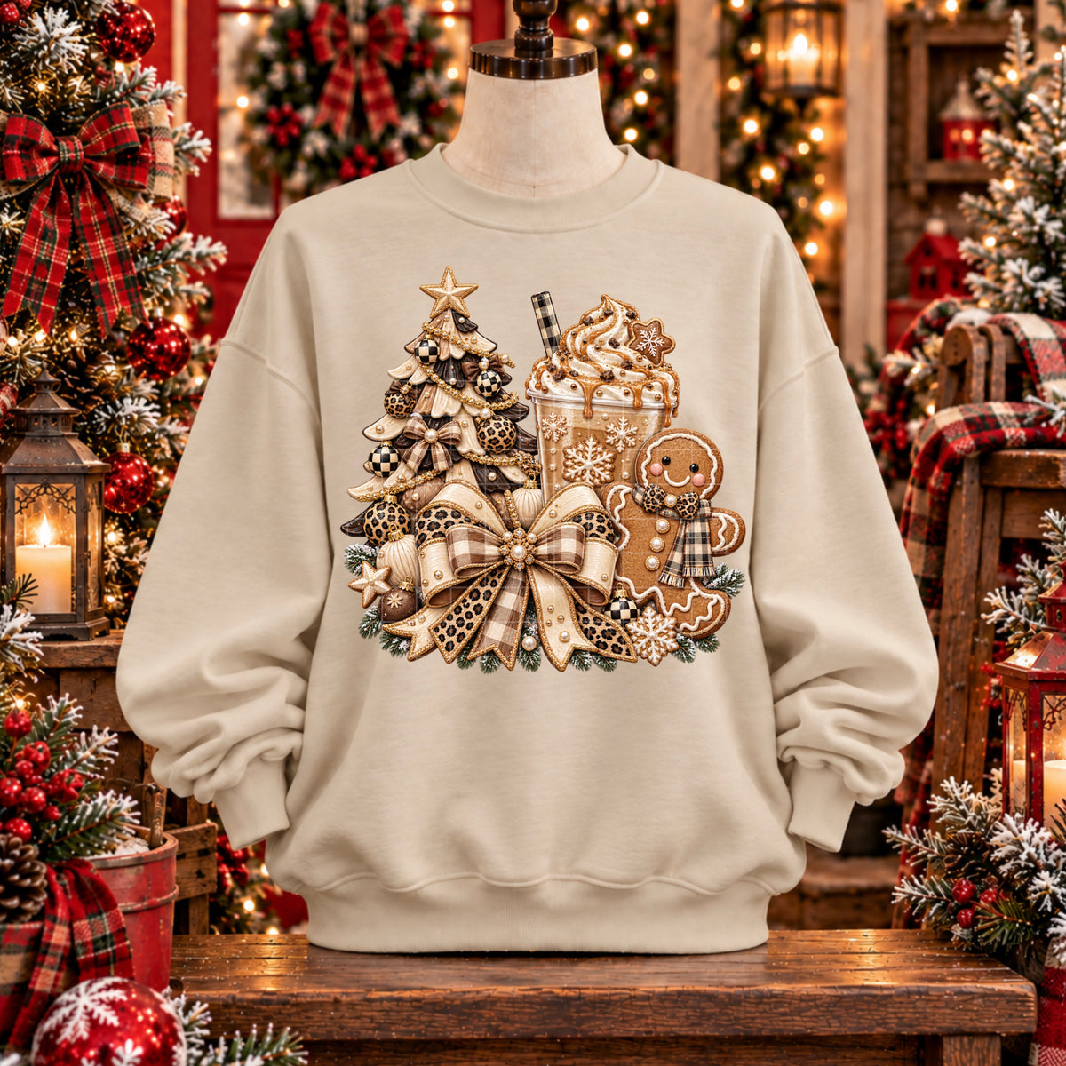 Neutral and leopard Christmas collage (SDD) DTF Transfer