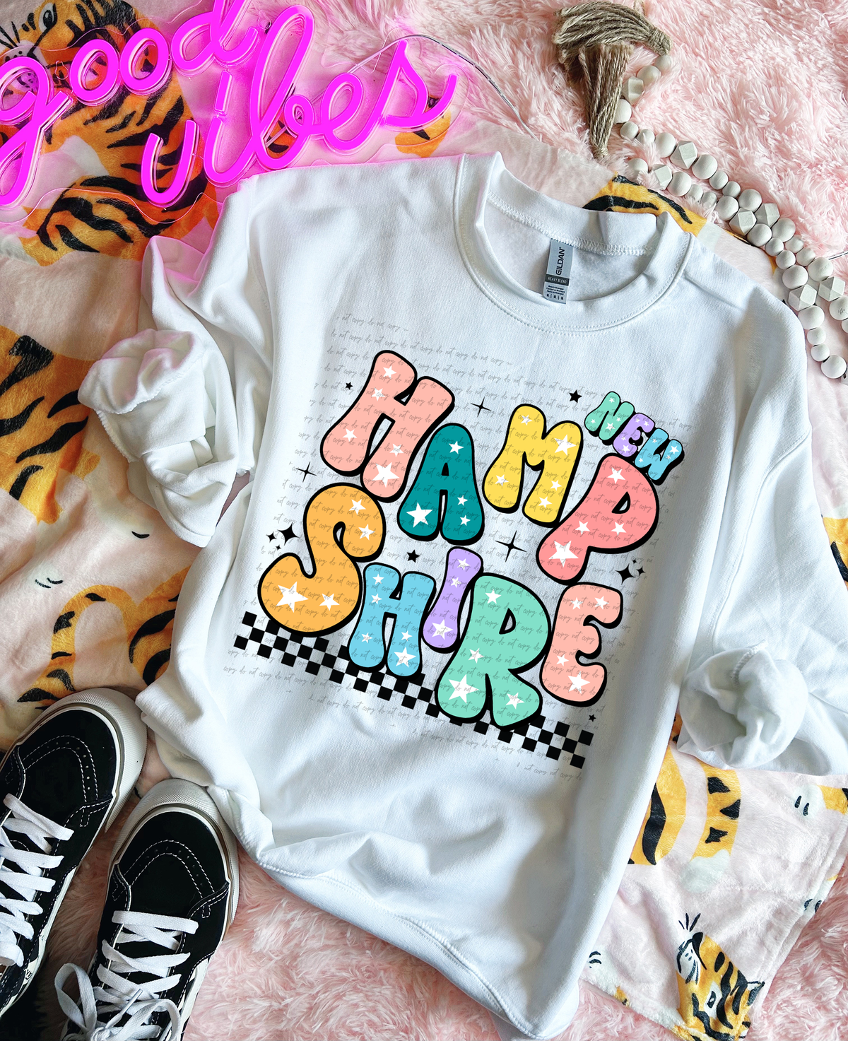 New Hampshire Colorful Groovy Font 89176 DTF Transfer