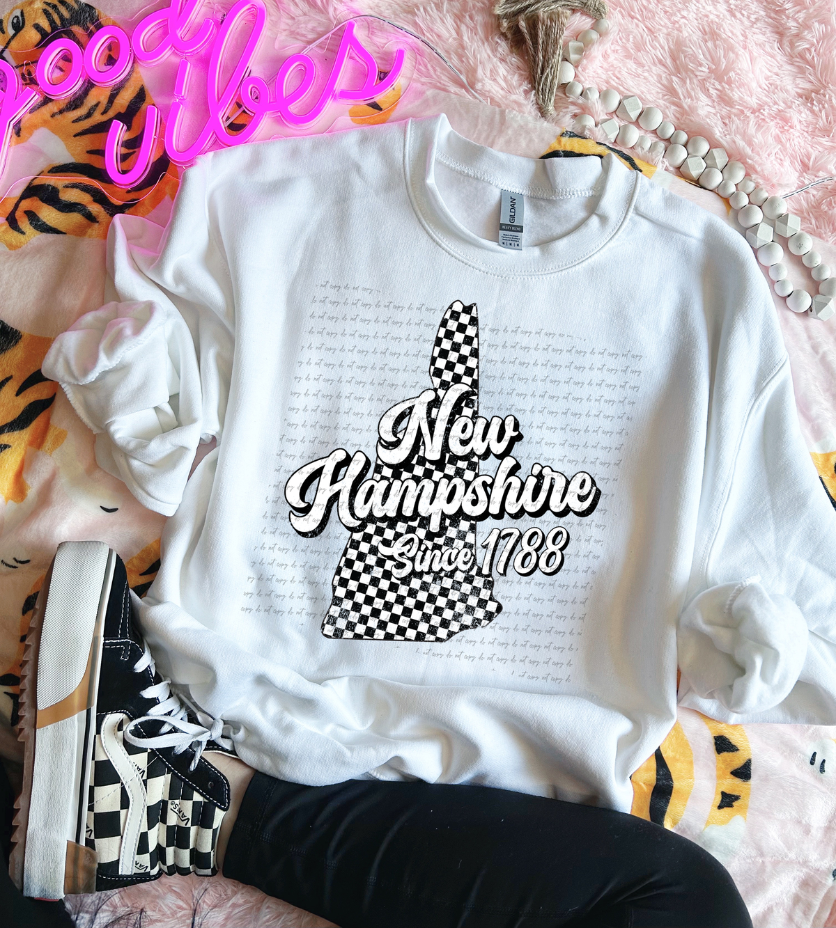 New Hampshire Since 1788 Checkered Grunge 66744 DTF transfer