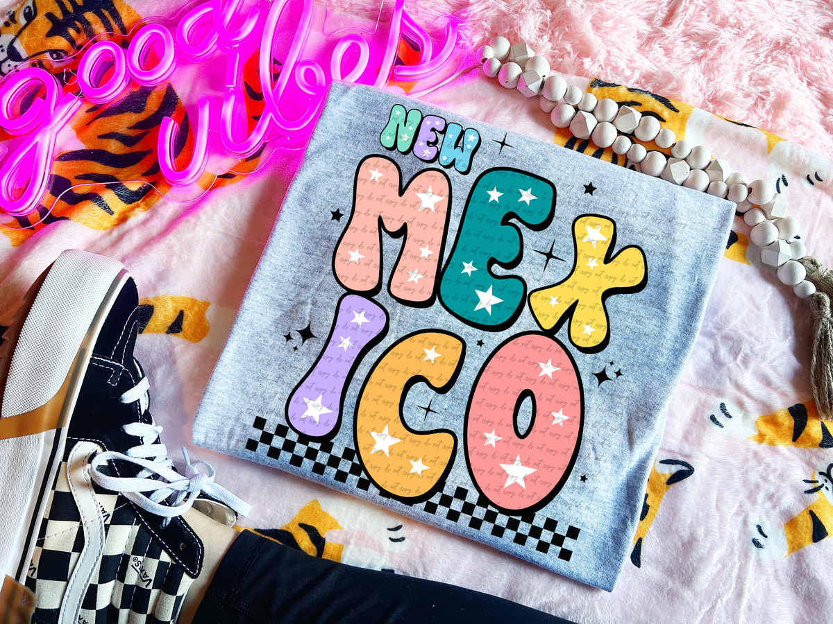 New Mexico Colorful Groovy Font 89178 DTF Transfer