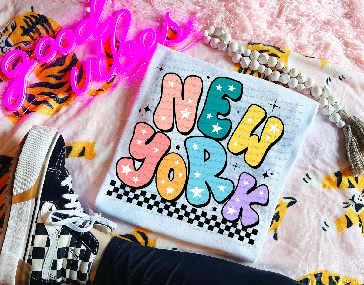 New York Colorful Groovy Font 89179 DTF Transfer