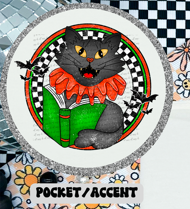 Nine Lives Book Club Orange Black Cat (Pocket Print) 46317 DTF transfer