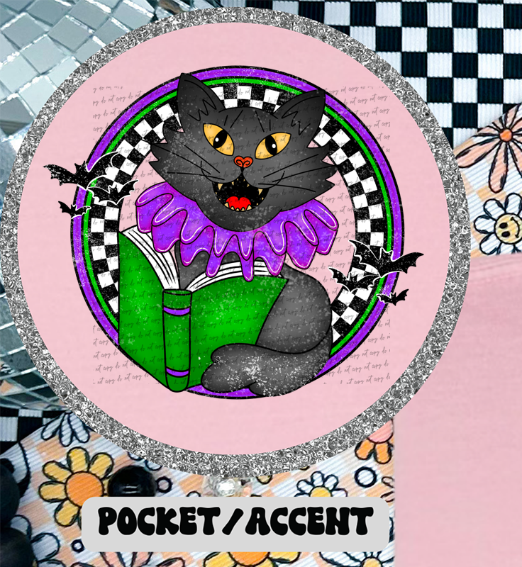 Nine Lives Book Club Purple Black Cat (Pocket Print) 46319 DTF transfer